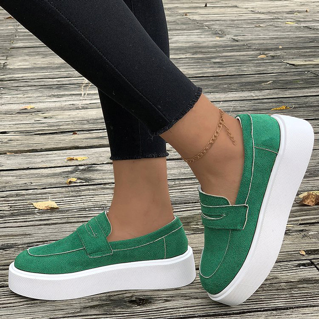 New Loafers Platform Round Toe Slip-on Shoes For Women Outdoor Casual Walking Shoes - enhanced image 3