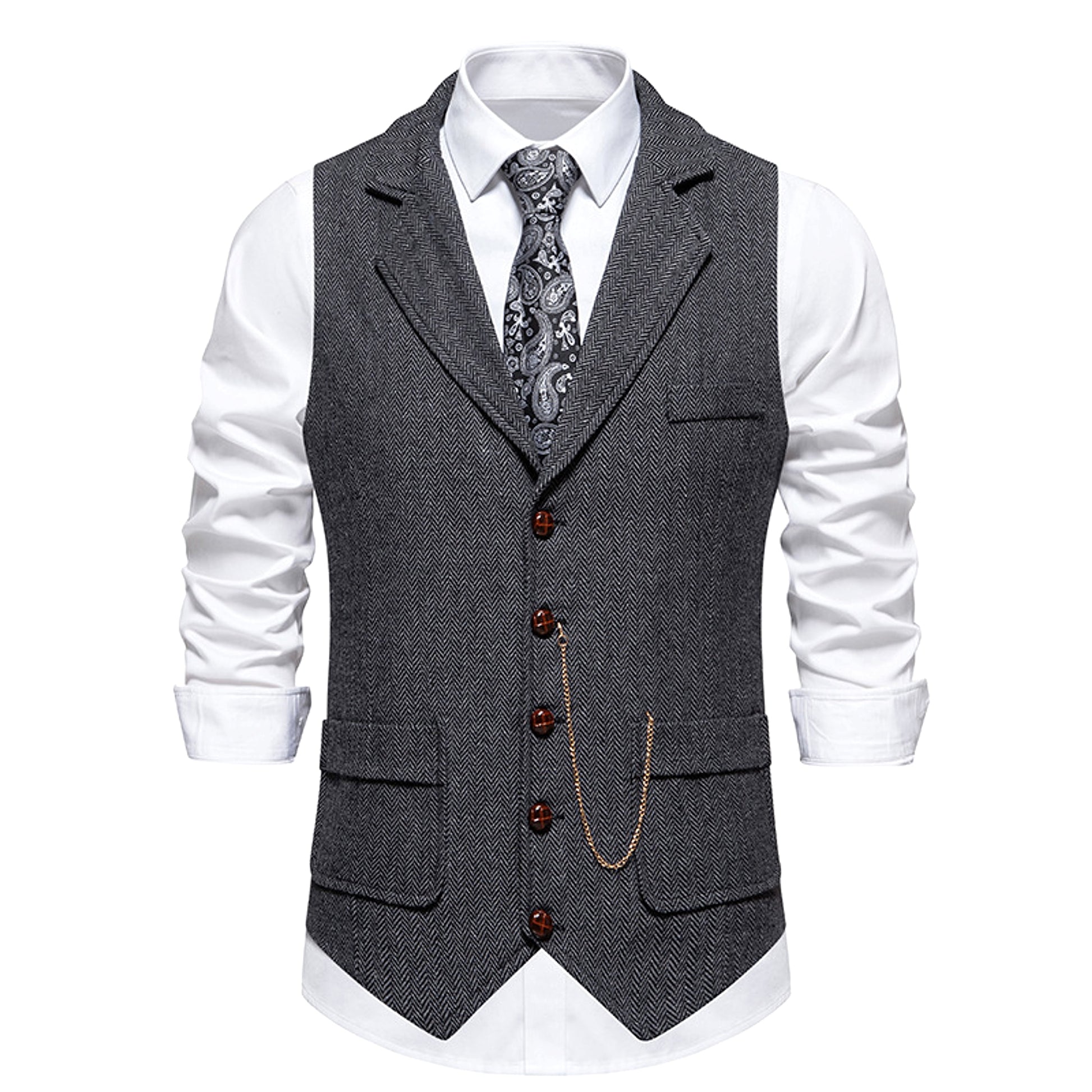 New Retro Herringbone Casual Vest Multi-pocket Tough Guy Vest - enhanced image 3