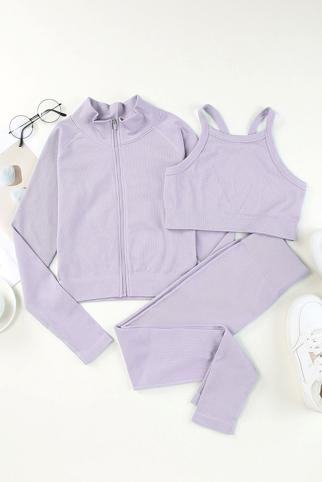 New Solid Color Sleeveless Sports Suit Women Leggings - enhanced image 3