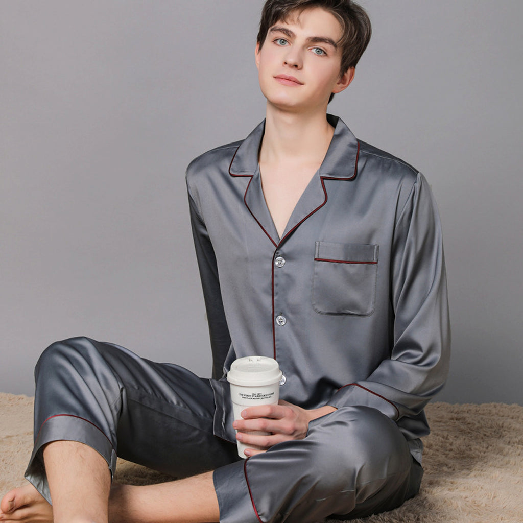 New Spring And Autumn Silk Couple Pajamas For Women - enhanced image 3