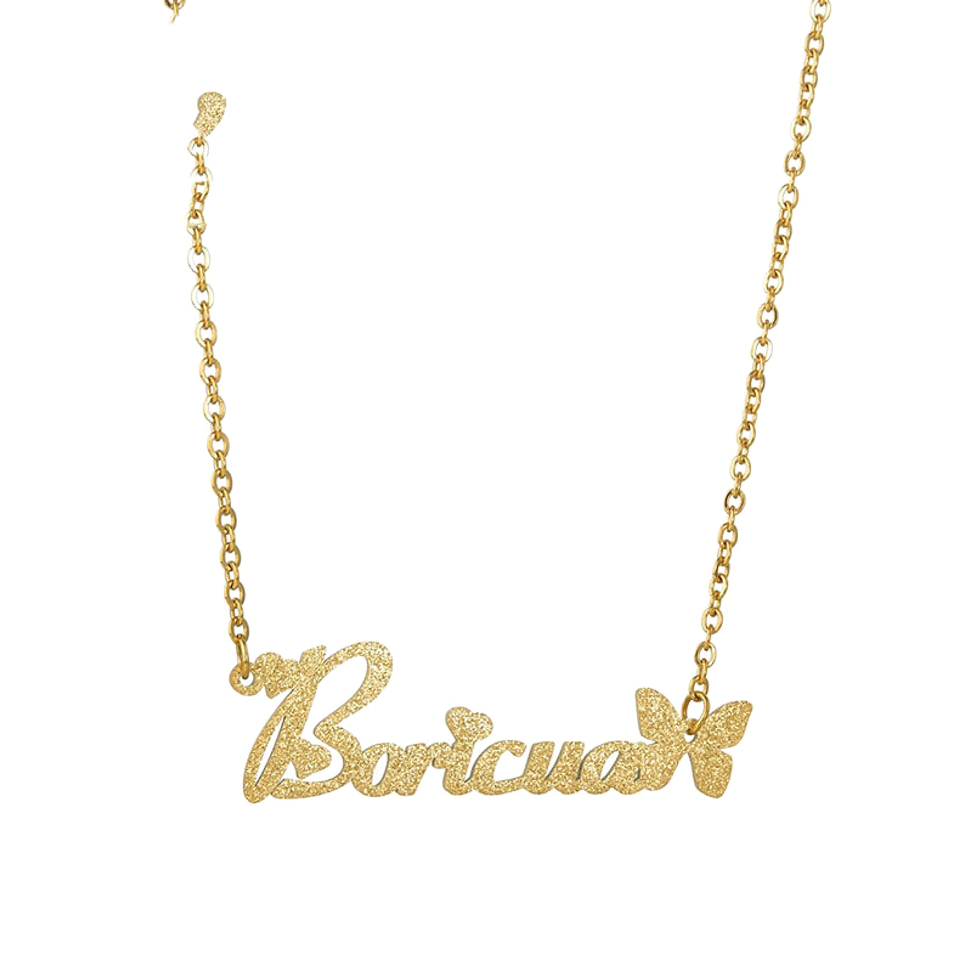 One Piece Cut Stainless Steel Butterfly English Name Matte - enhanced image 3