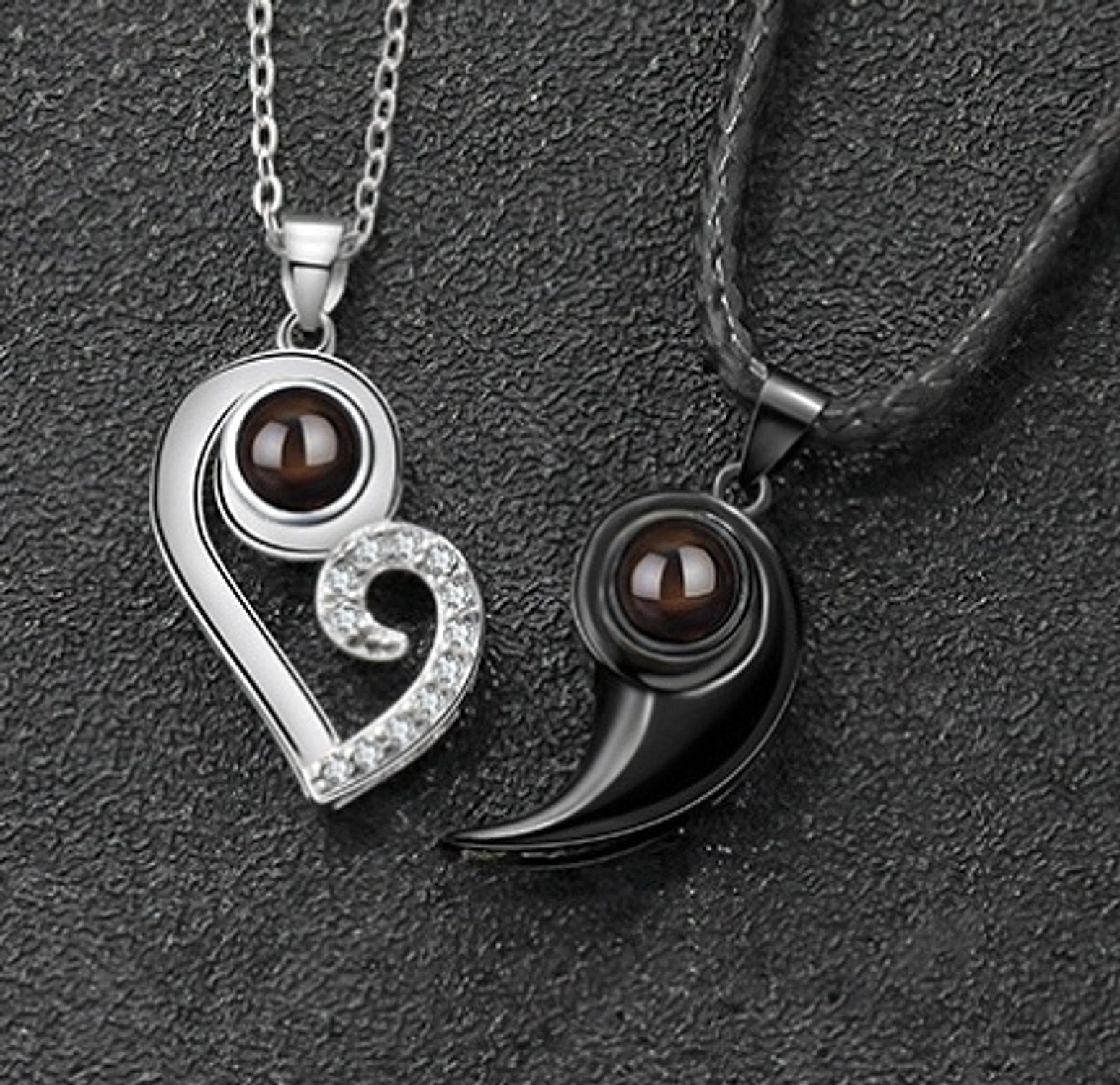 ❤️ Couples Diamond Heart Necklace – Forever Starts Here - enhanced image 3