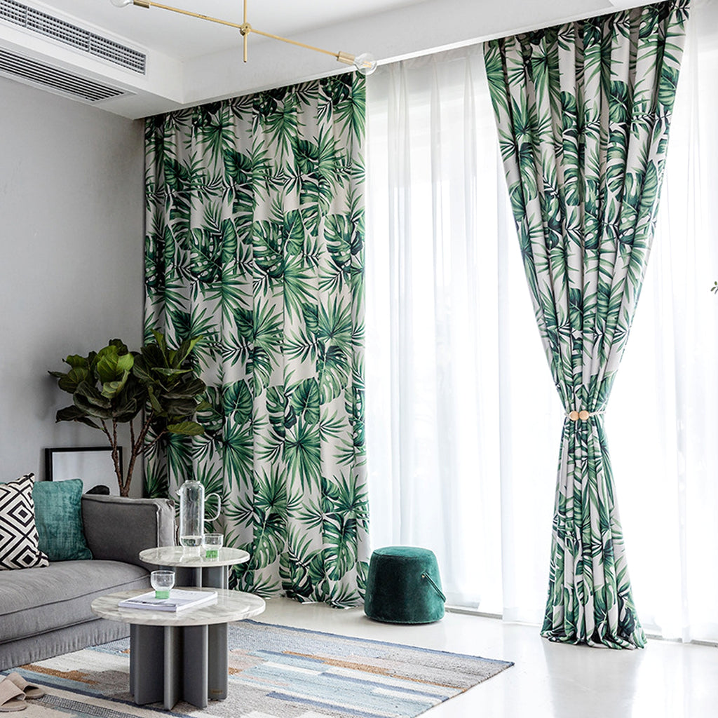 PalmaCasa™ – Light Tropical Leaf Curtain Panel - enhanced image 3