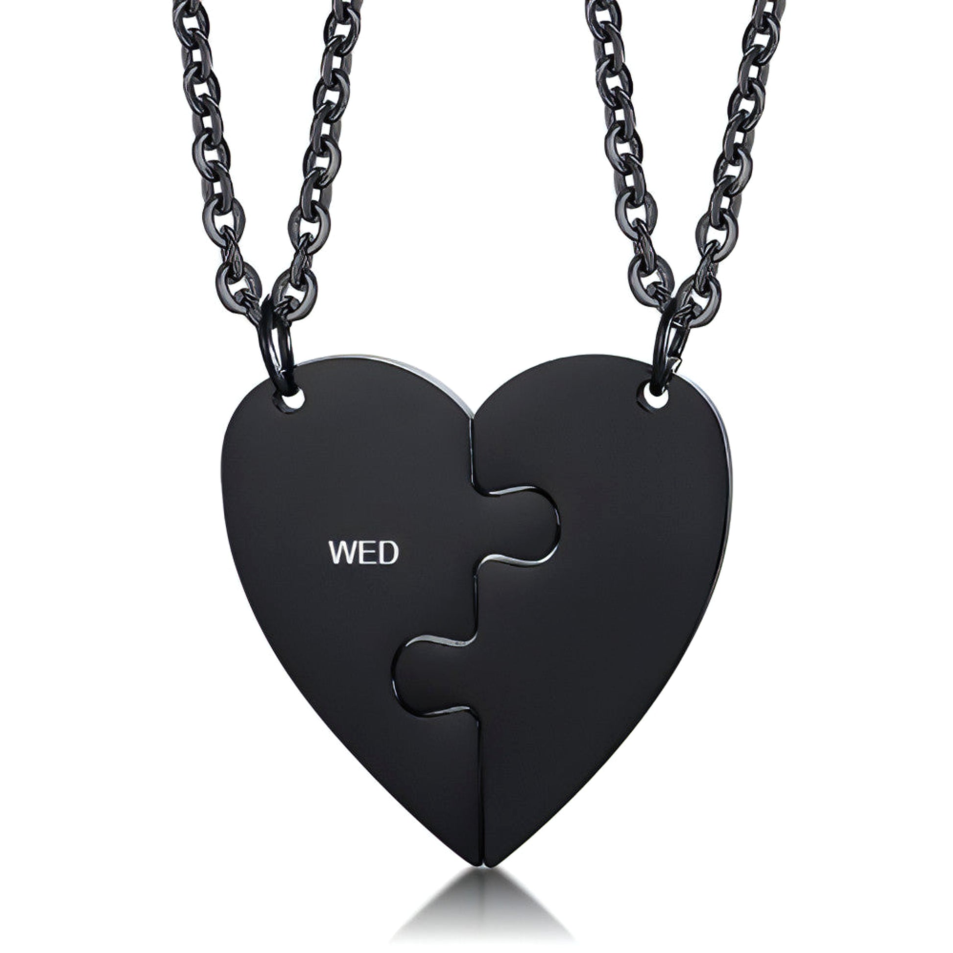 Custom Engraved Heart Puzzle Necklace – Stay Connected, Always! - enhanced image 3