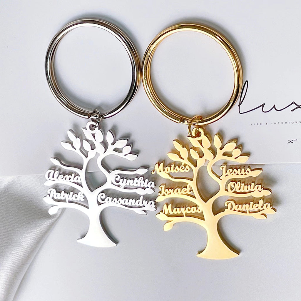 Personalized Tree of Life Keychain – Custom Stainless Steel Name Keyring - enhanced image 3