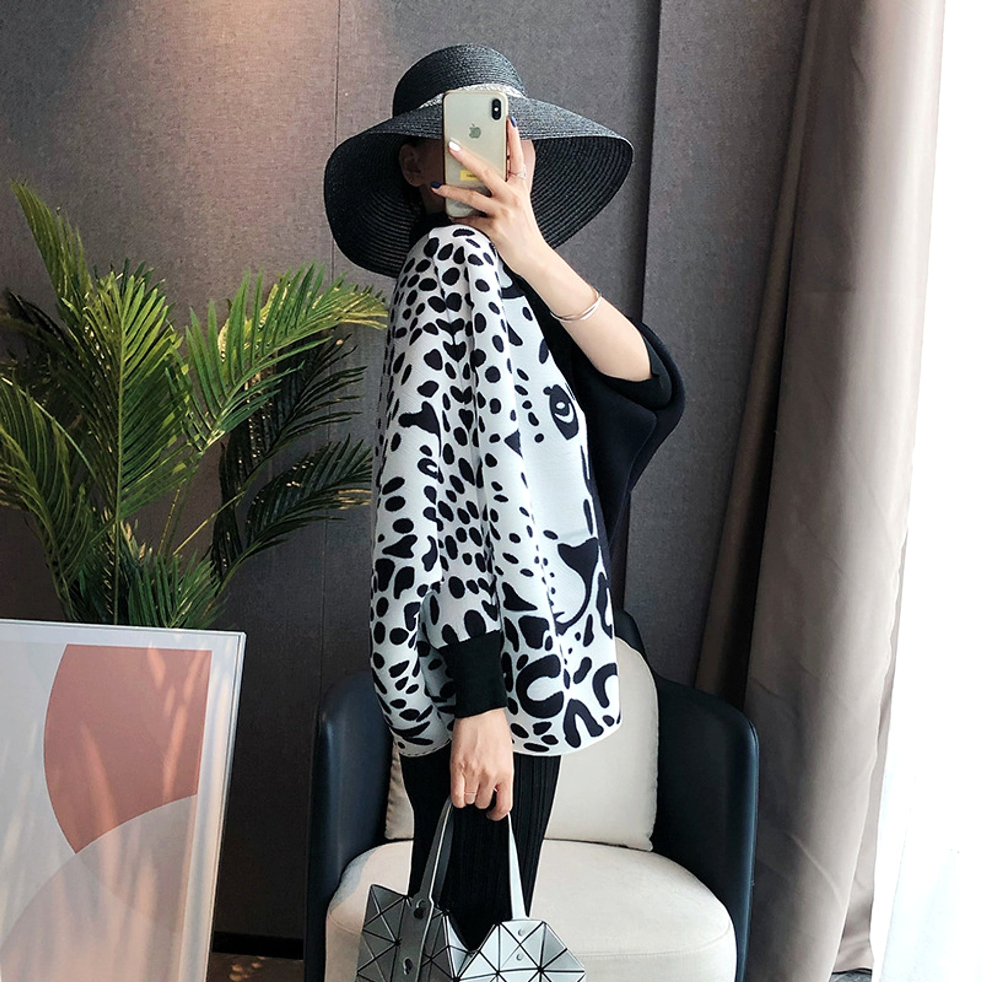 Pleated Coat Loose And Slim Plus Size Long-sleeved Leopard Print - enhanced image 3