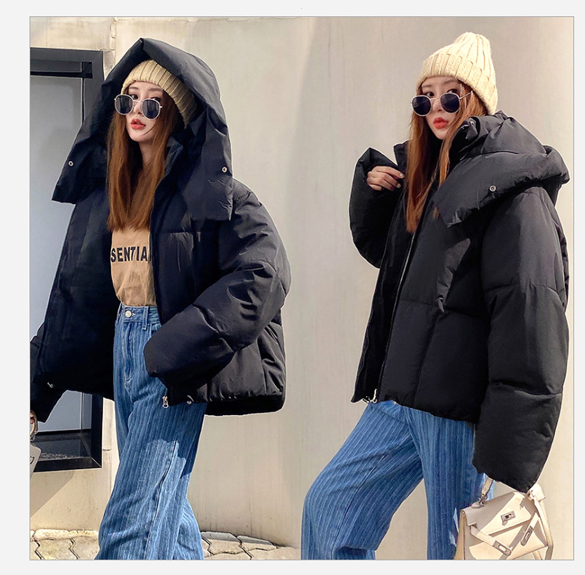 Puffy Hooded Bread Short Cotton-padded Jacket For Women Thick Loose - enhanced image 3