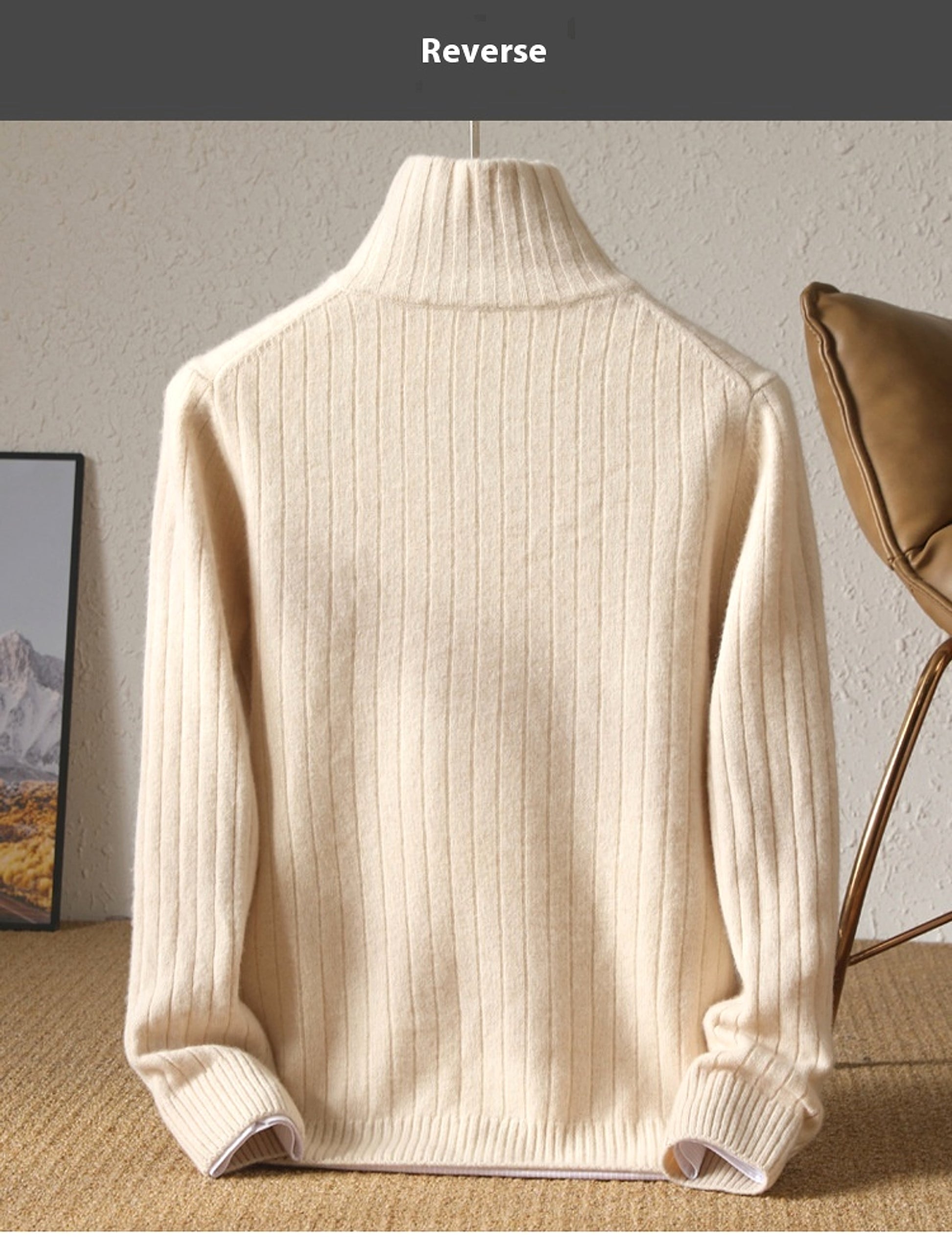 Pure Wool Sweater Men's Lapel Full Zipper - enhanced image 3