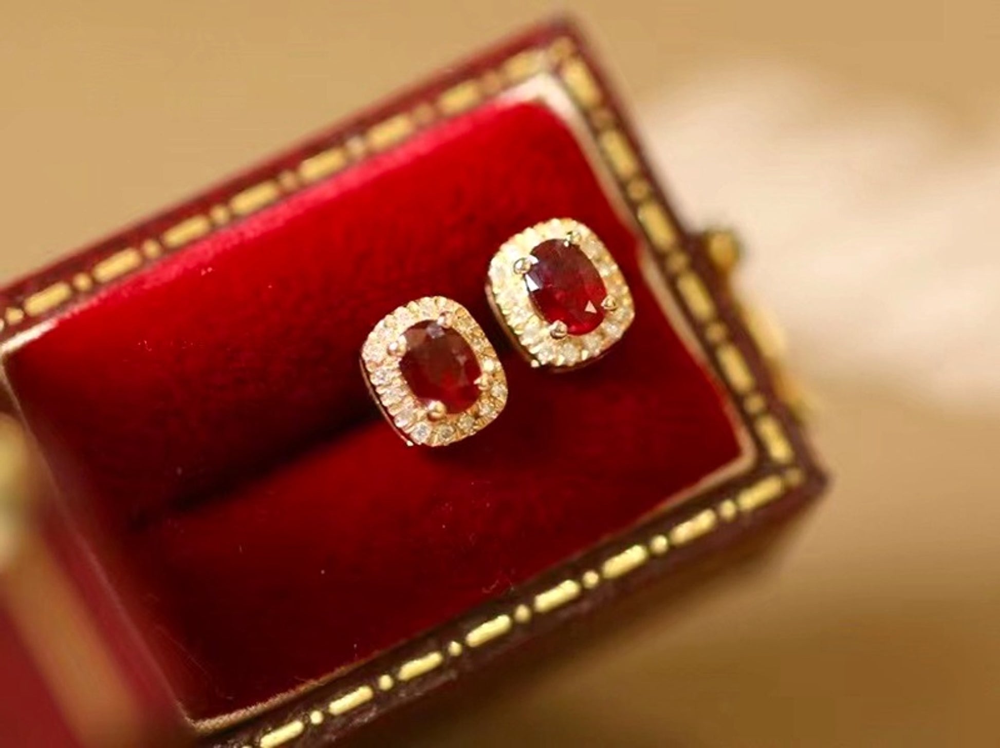 ❤️‍🔥 HF™ – Pigeon Ruby Studs | 18K Royal Edition - enhanced image 3
