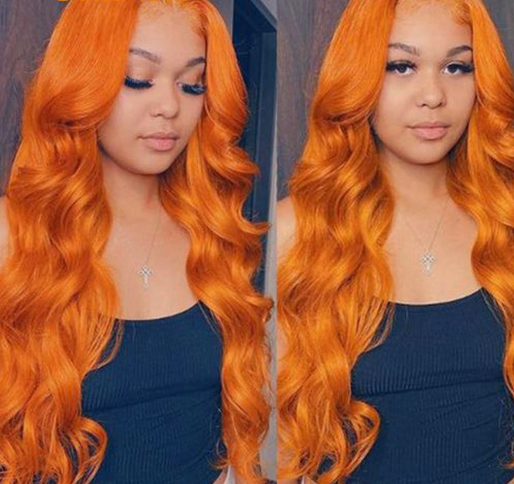 LuxeWave Real Hair Curtain Block Orange - enhanced image 3