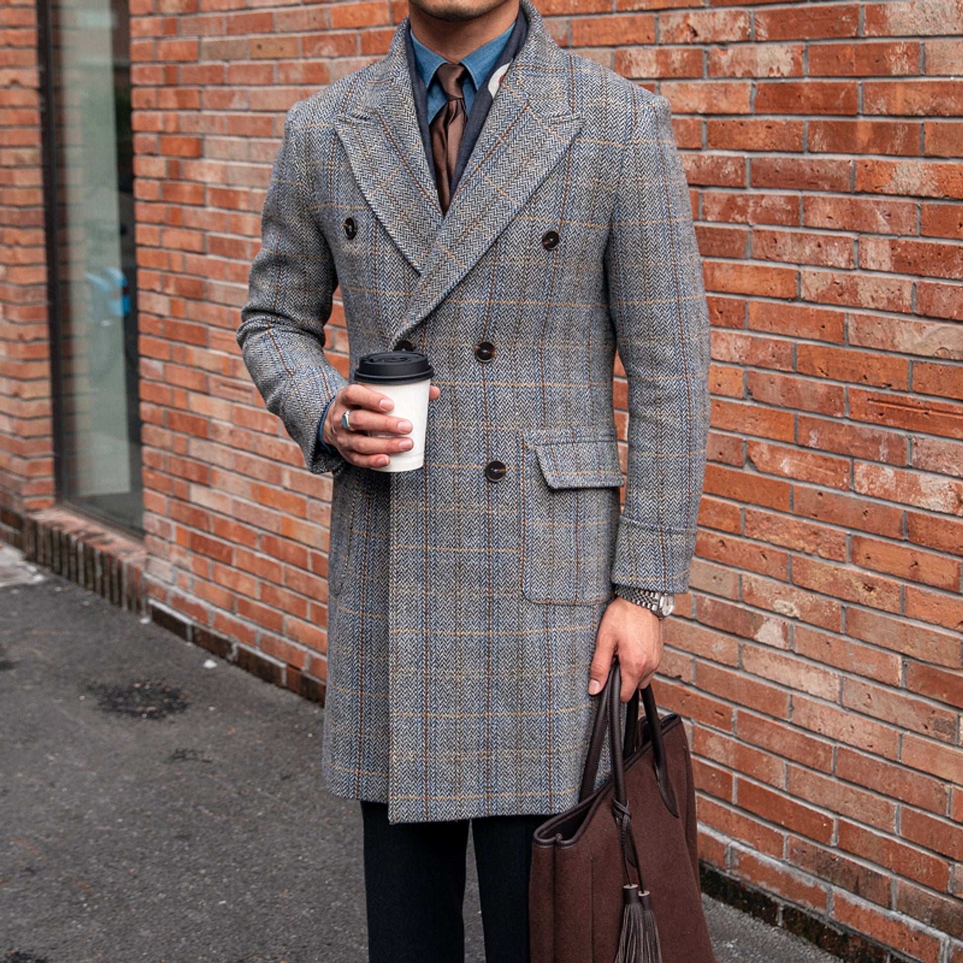 Retro High-quality Wool Plaid Polo Coat - enhanced image 3