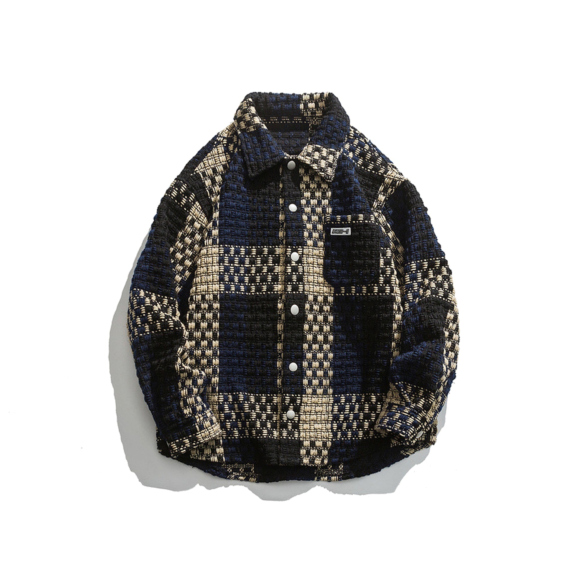 Retro Plaid Stitching Lapel Jacket For Men - enhanced image 3