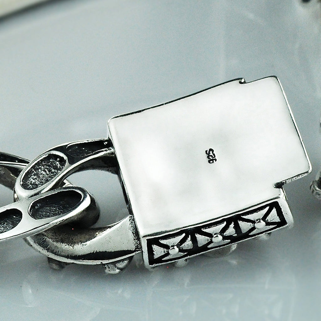 Retro Punk Fashion Men's Silver Hip-hop Bracelet - enhanced image 3