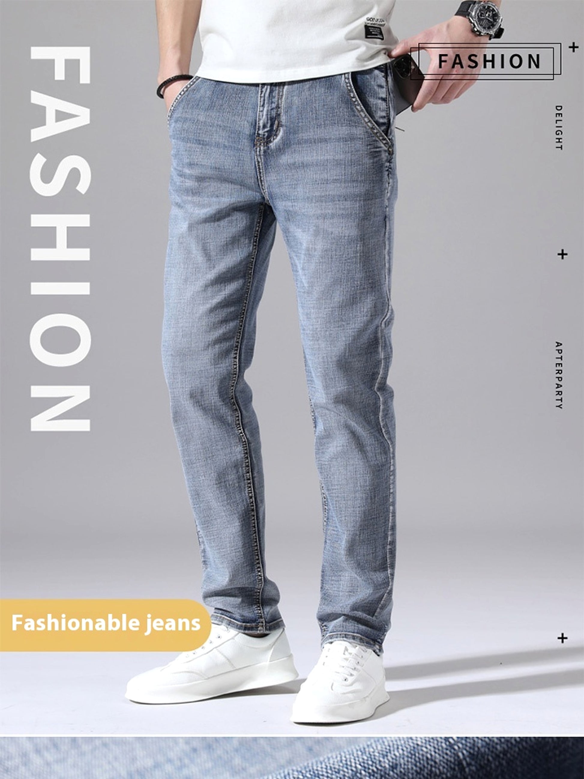 Retro Thin Jeans Straight Loose Casual Trousers Men - enhanced image 3