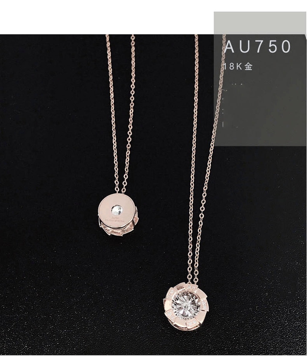 Rose Gold Pulsatile Heart Diamond Pendant Clavicle Chain - enhanced image 3