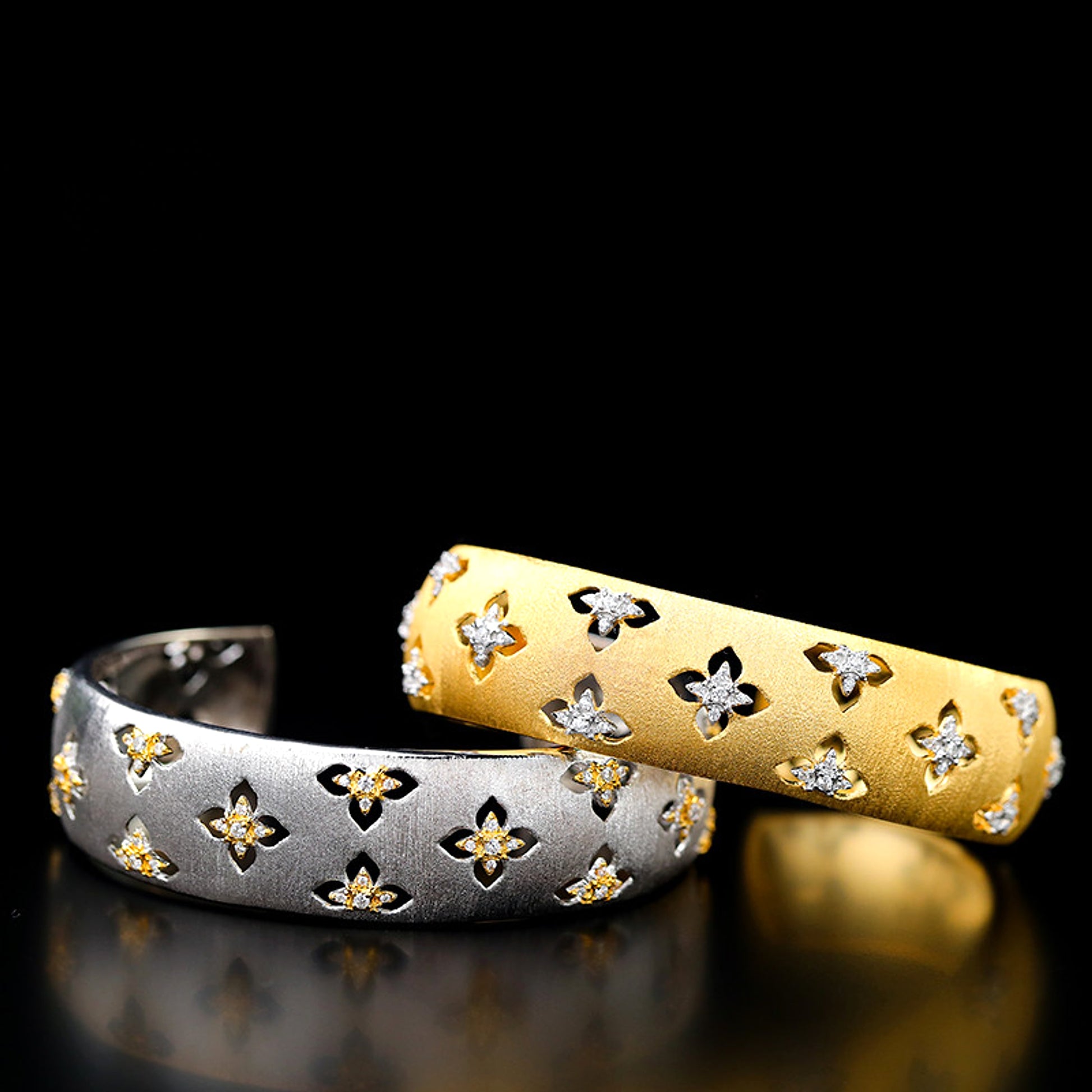 S925 Silver Plated Gold Plated Brushed Openwork Bracelet With Zirconia Stones For Women - enhanced image 3