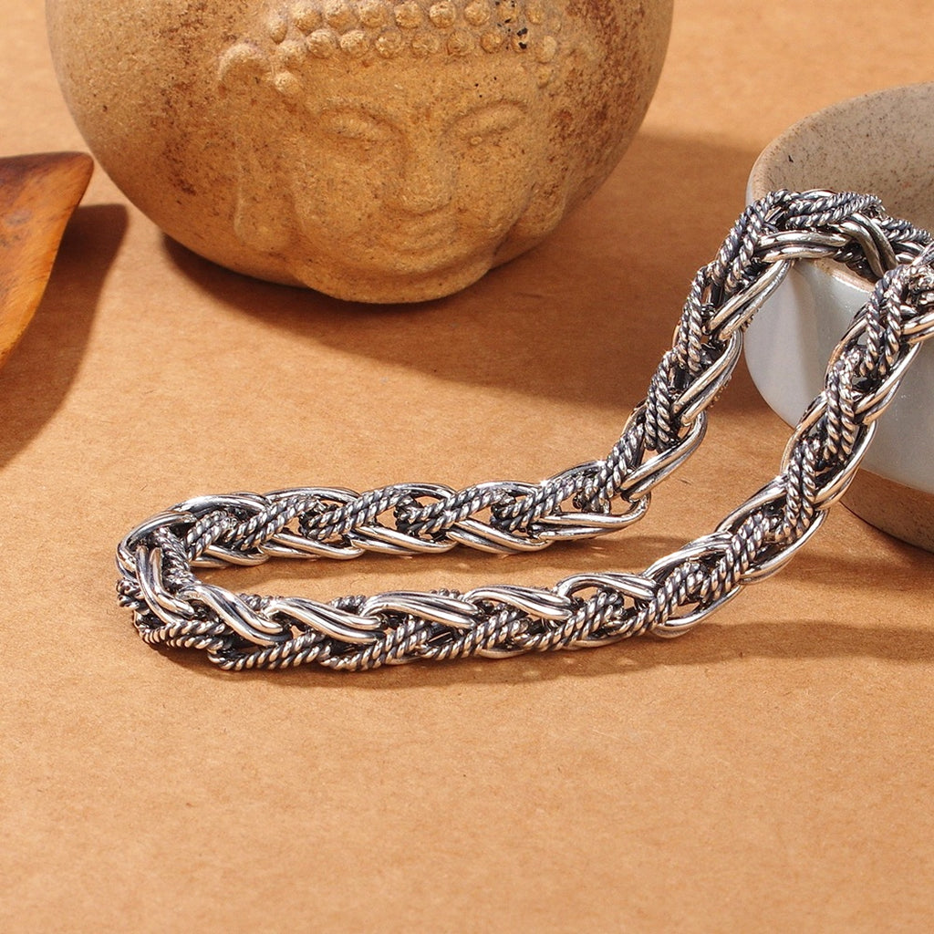 S925 Sterling Silver Handmade Hemp Rope Necklace For Men - enhanced image 3