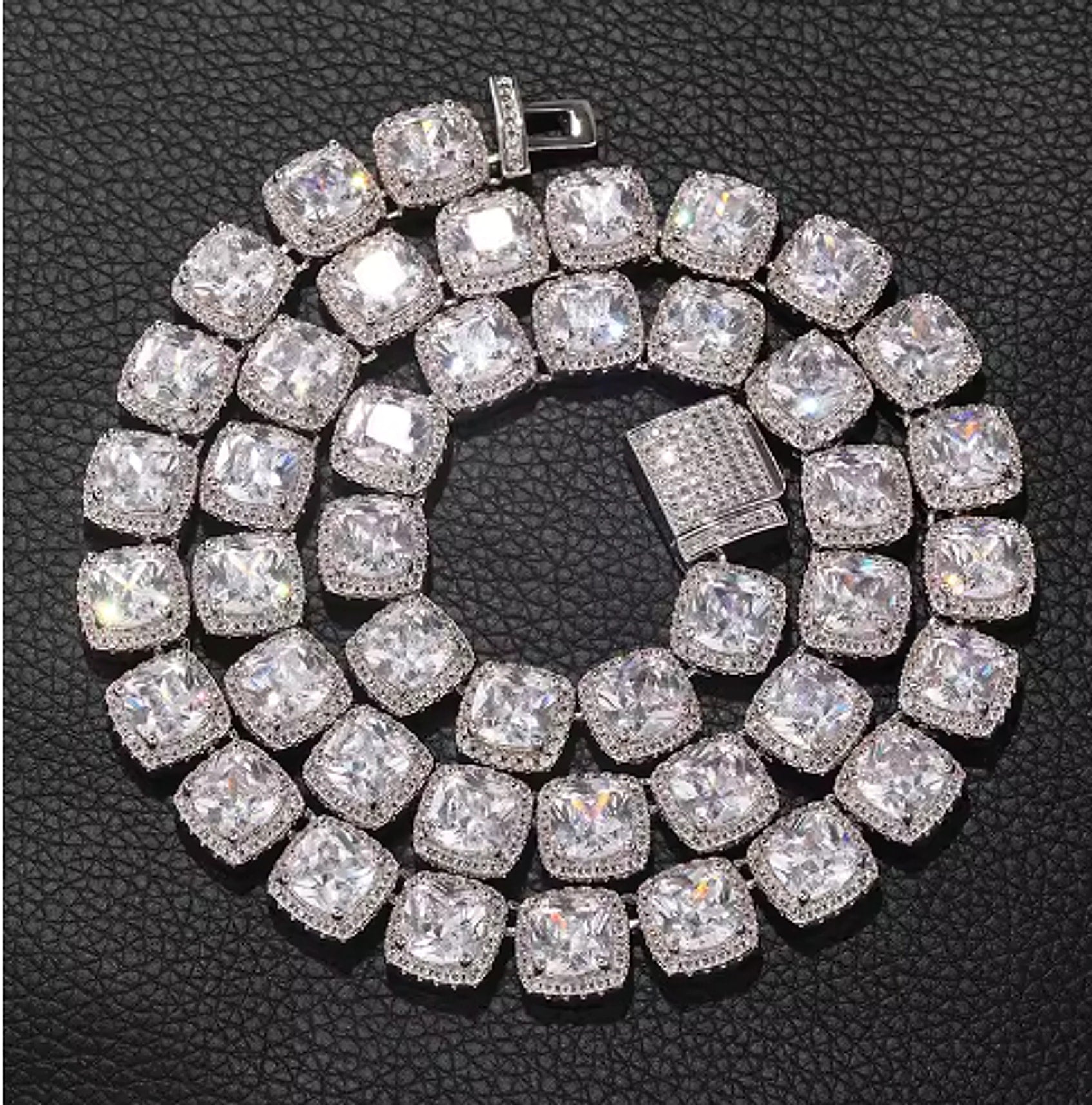 S925 Sterling Silver Hip Hop Jewelry Necklace 8mm Wide - enhanced image 3