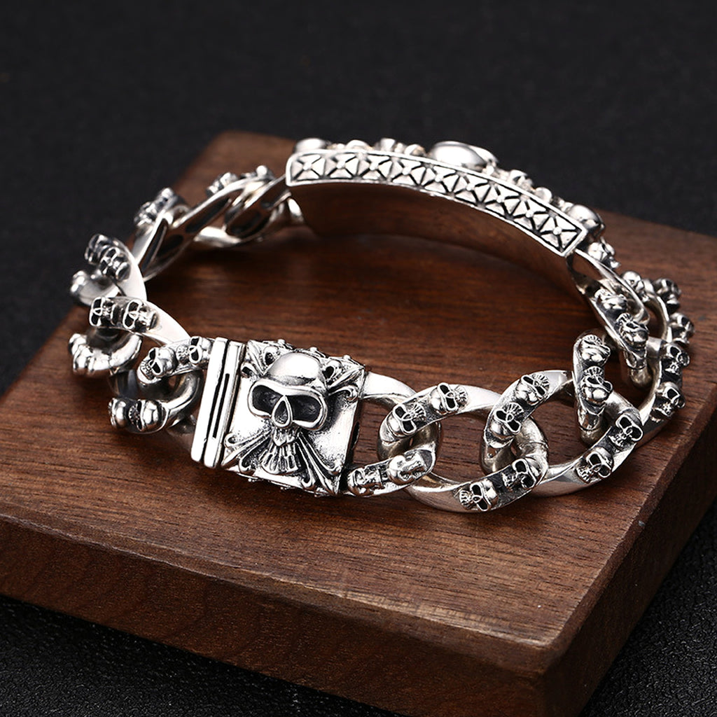 S925 Sterling Silver Men's Personalized Hip Hop Style Eternal Vine Pig Nose Bracelet - enhanced image 3