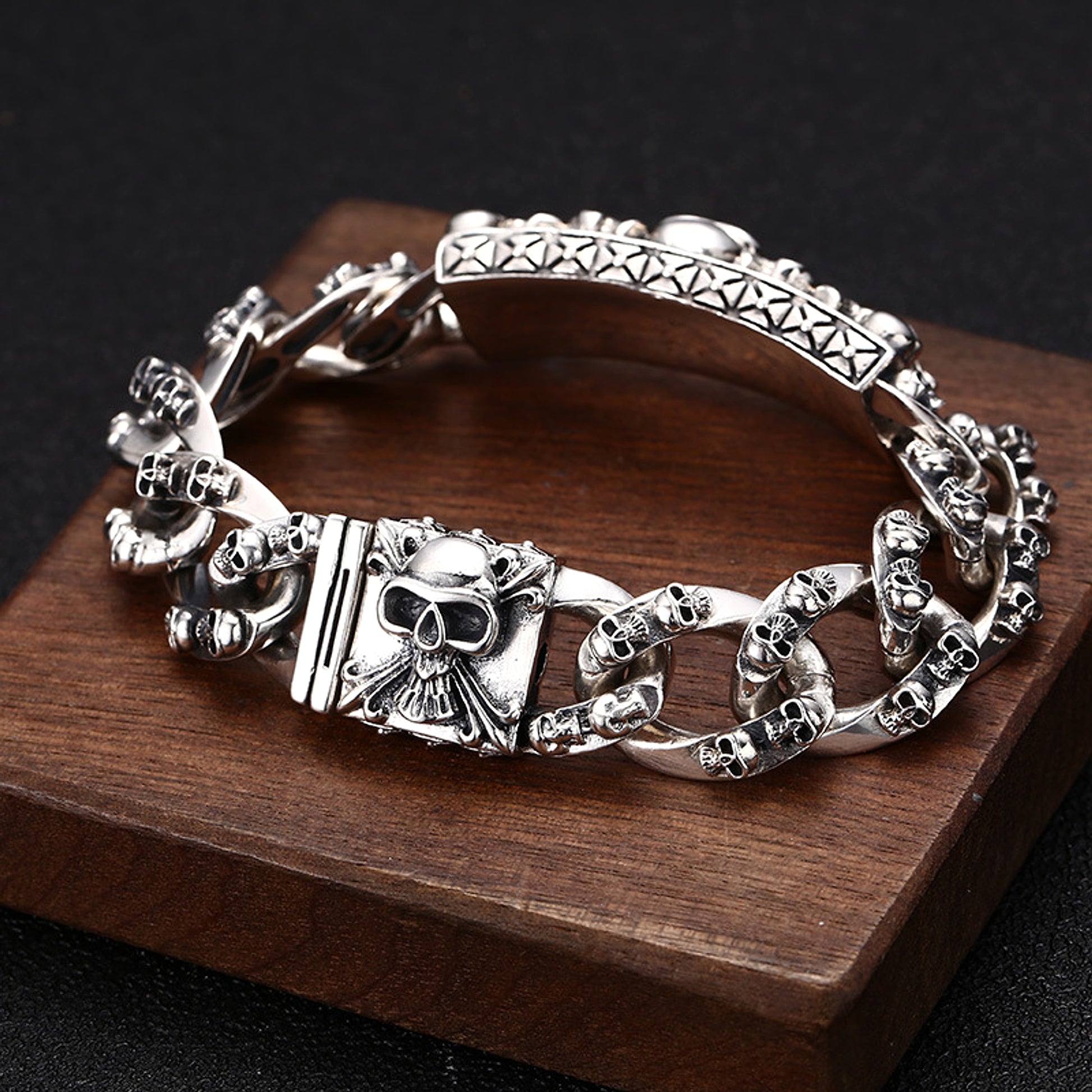 S925 Sterling Silver Men's Personalized Hip Hop Style Eternal Vine Pig Nose Bracelet - enhanced image 3