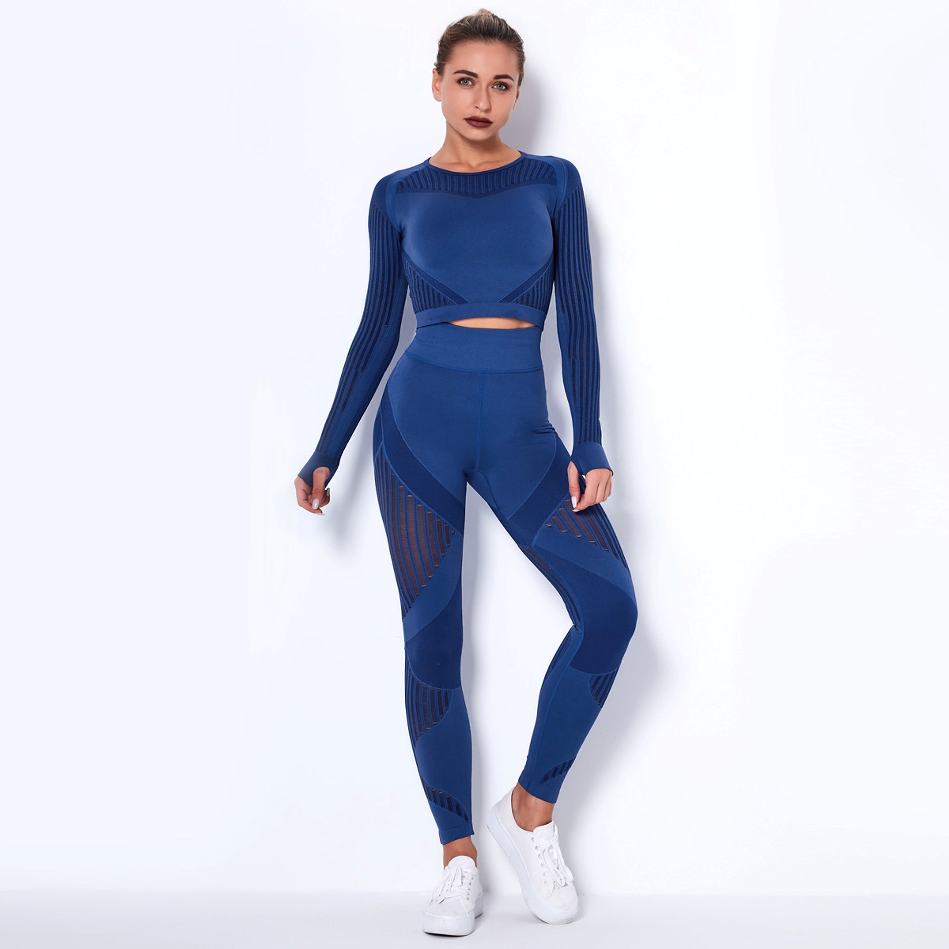 Seamless Knitted Absorbent Yoga Long-Sleeved Suit Yoga Wearsuit - enhanced image 3
