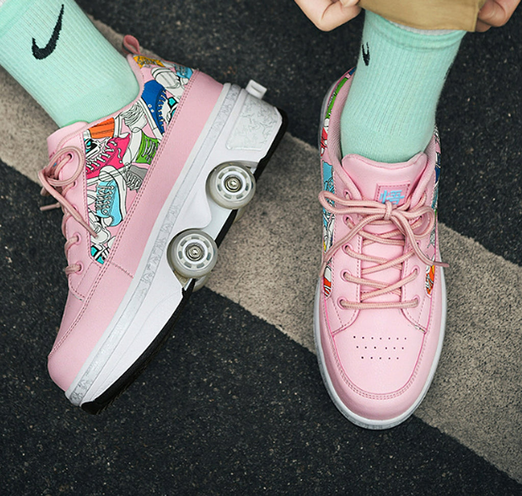 Shoes Transformative Shoes Four-wheel Dual-use Skates Double-row Heelys Roller Skating The Skating Shoes Women - enhanced image 3