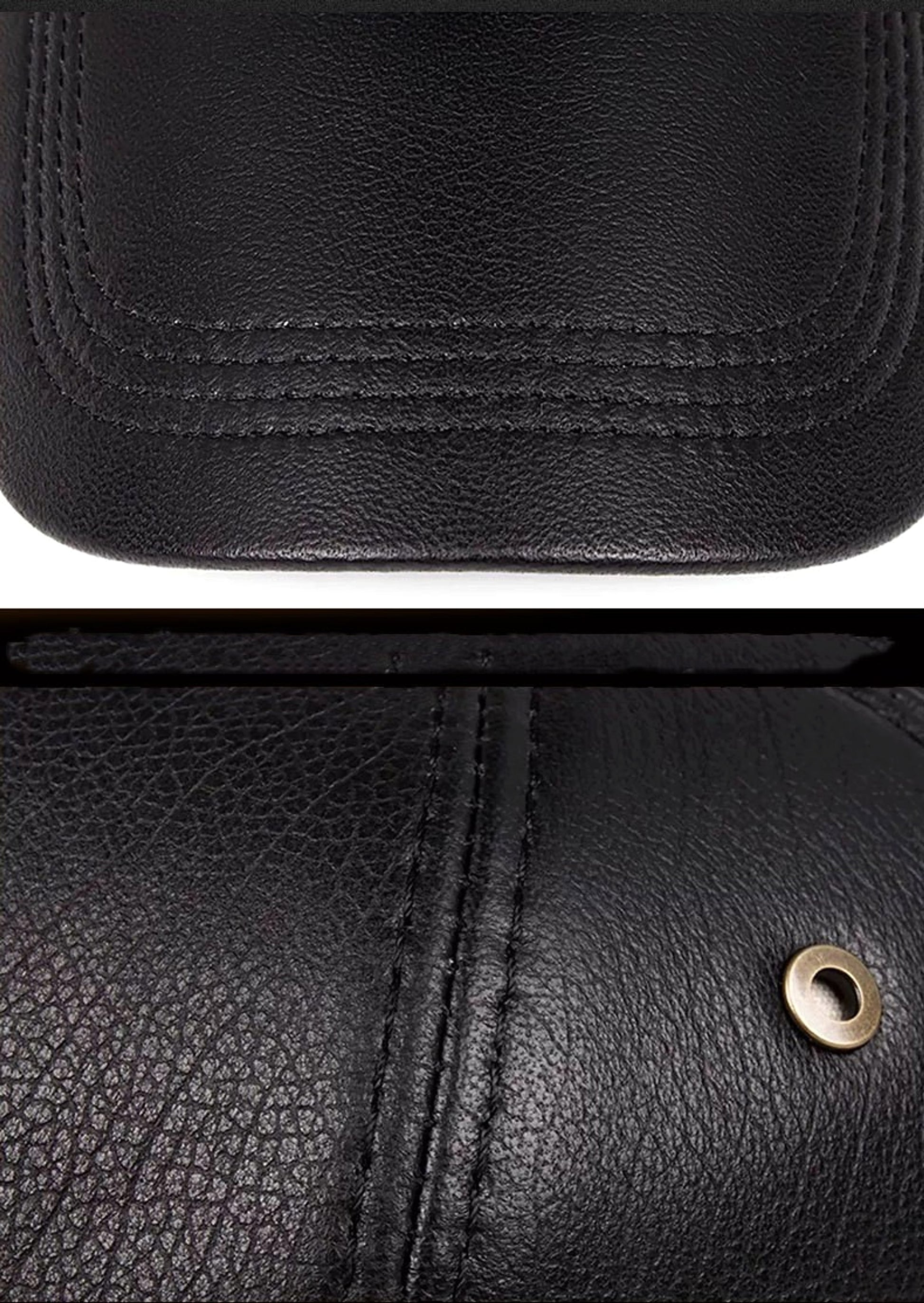Shot the Sheriff Sheepskin Leather Hat Men's Warm - enhanced image 3