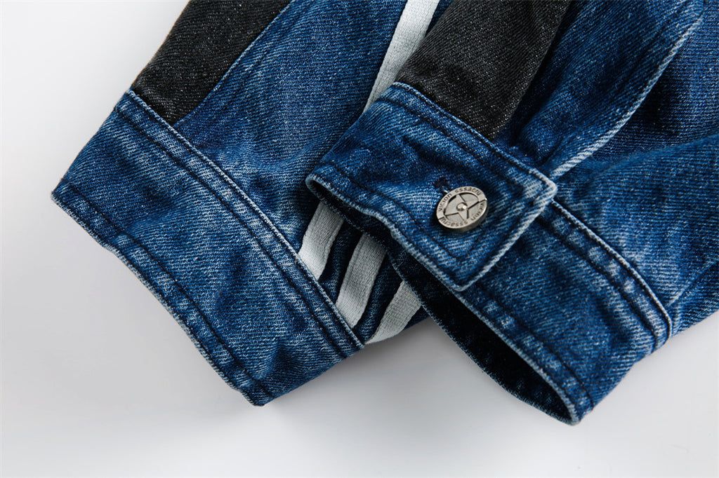 Side Stripe Stitching Loose Denim Jacket Men And Women European And American - enhanced image 3