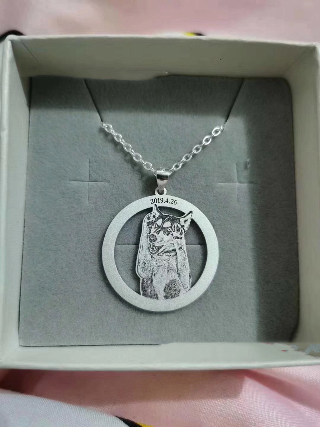 Silver Set Cat And Dog Photo Pet Necklace Name Titanium Steel - enhanced image 3