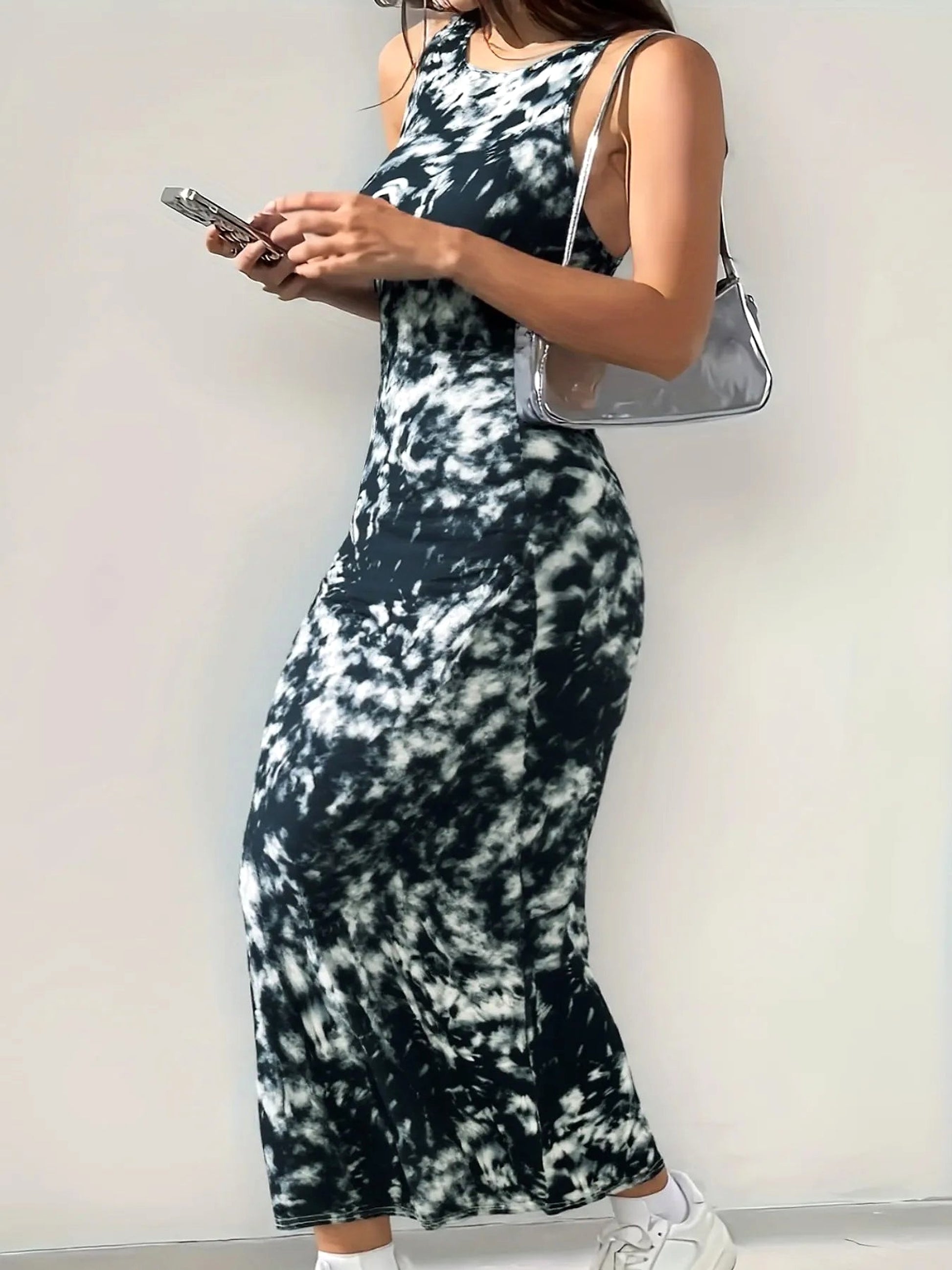 Sleeveless Tie Dye Bodycon Maxi Dress - enhanced image 3