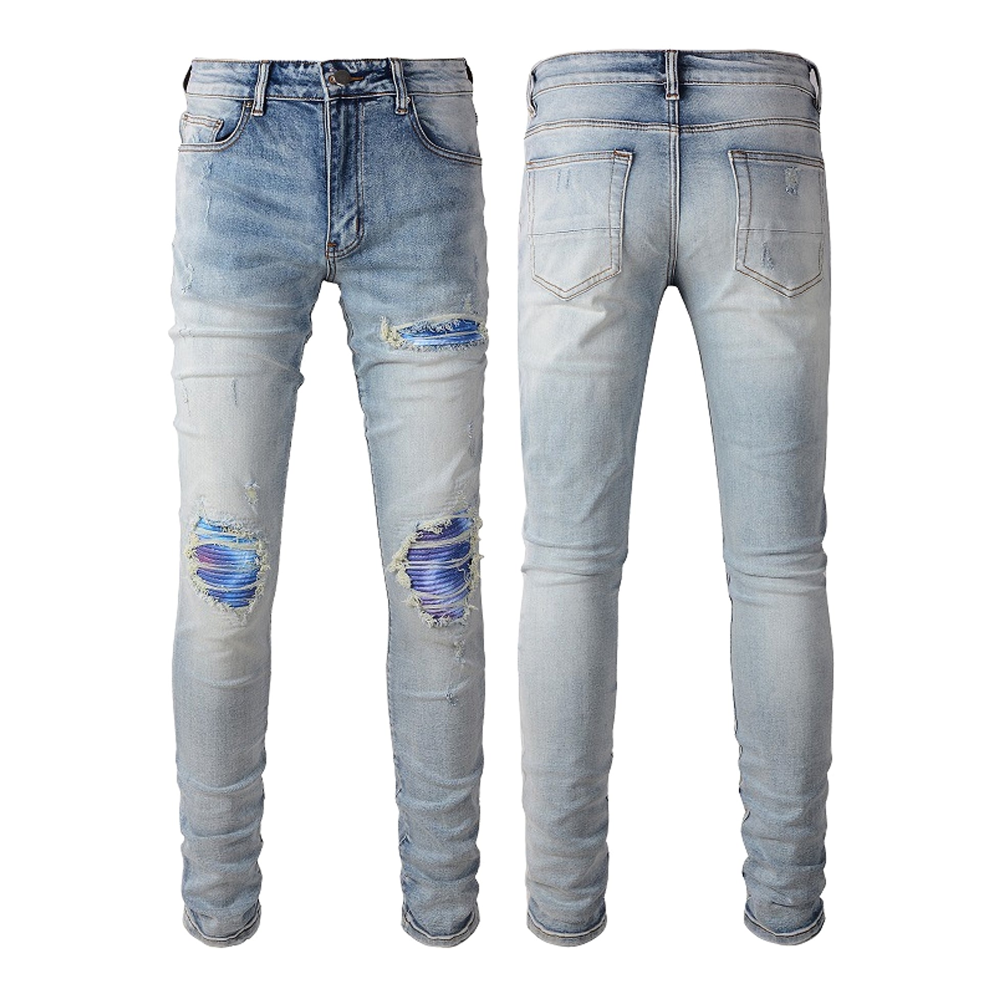 Slim Elastic Hole Skinny Pencil Trousers Jeans Men - enhanced image 3