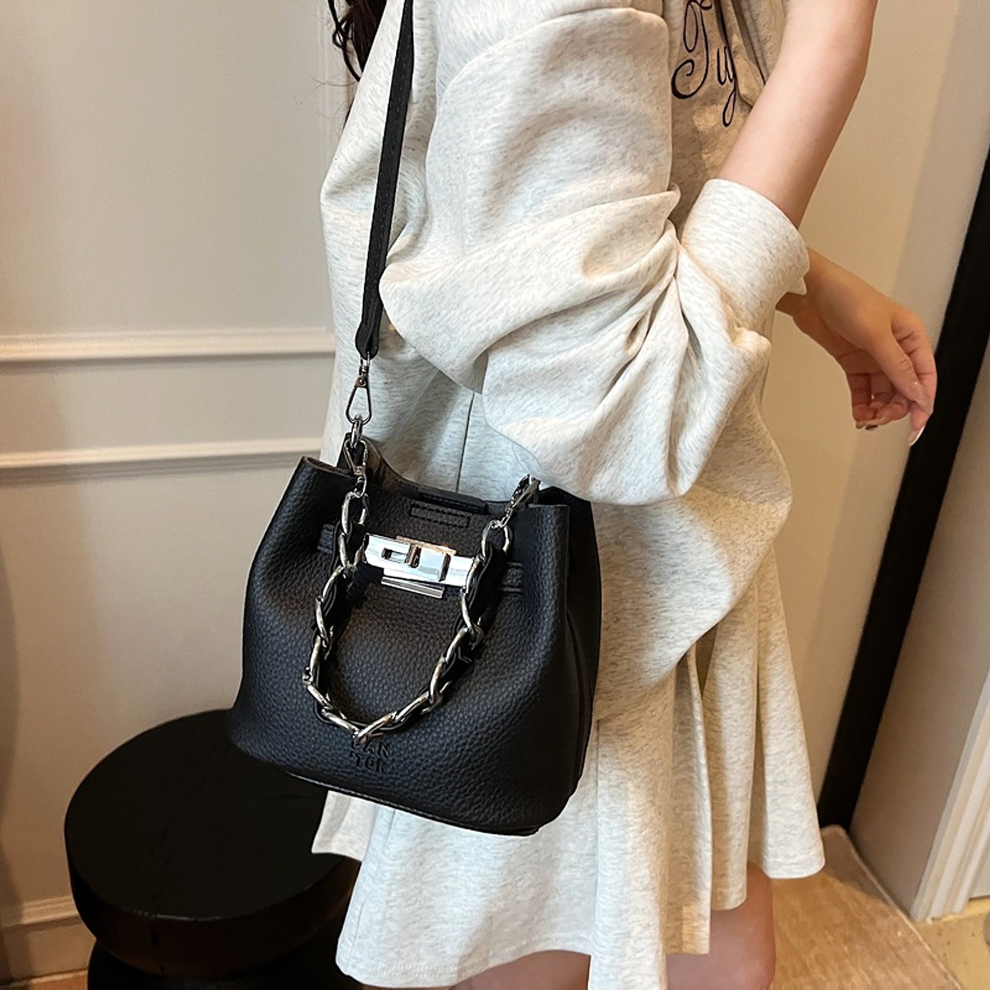 SolunaLuxe™ – RetroBucket Soft Chain Bag - enhanced image 3