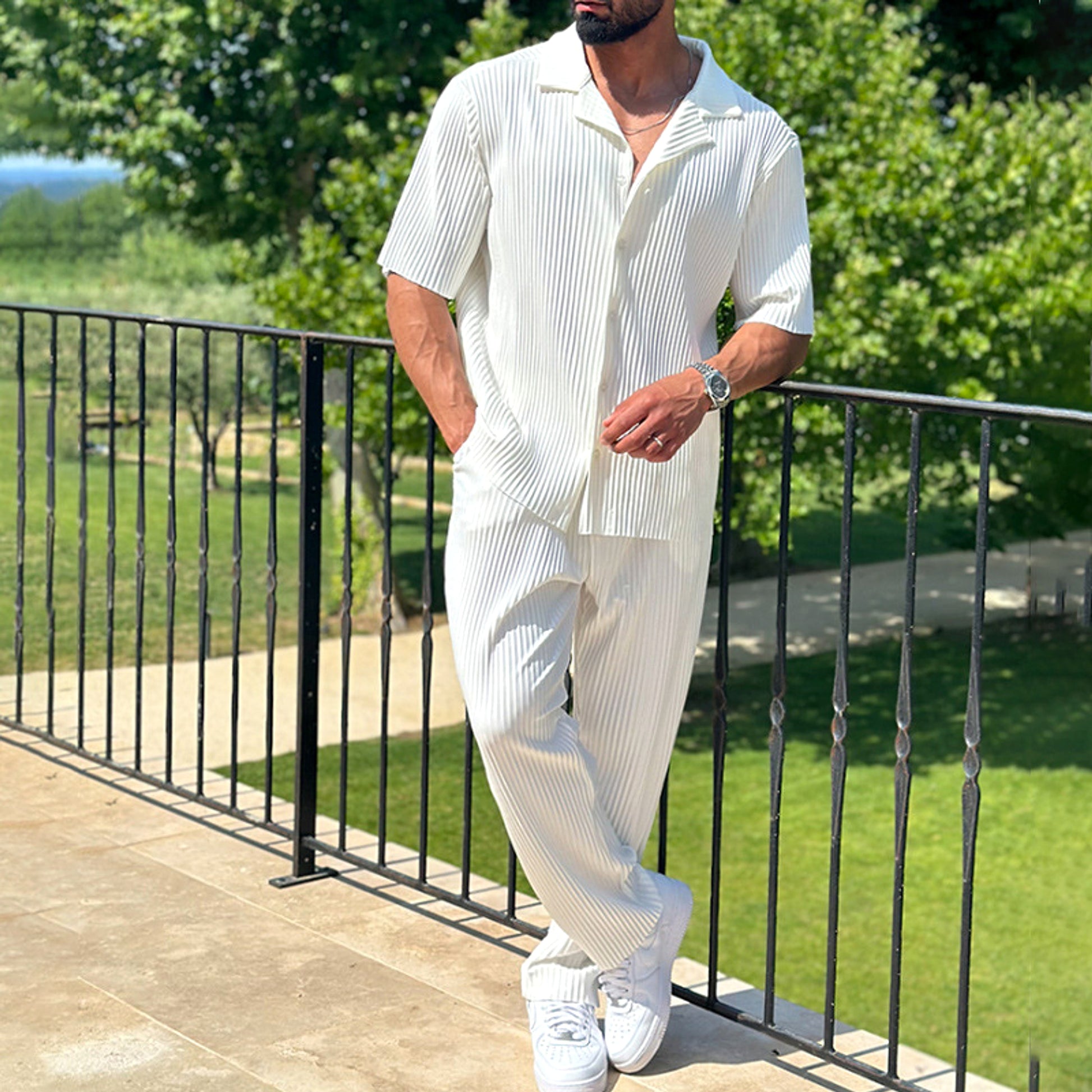 Sports Men Suit Fashion Casual Short-sleeved Trousers Two-piece Set - enhanced image 3
