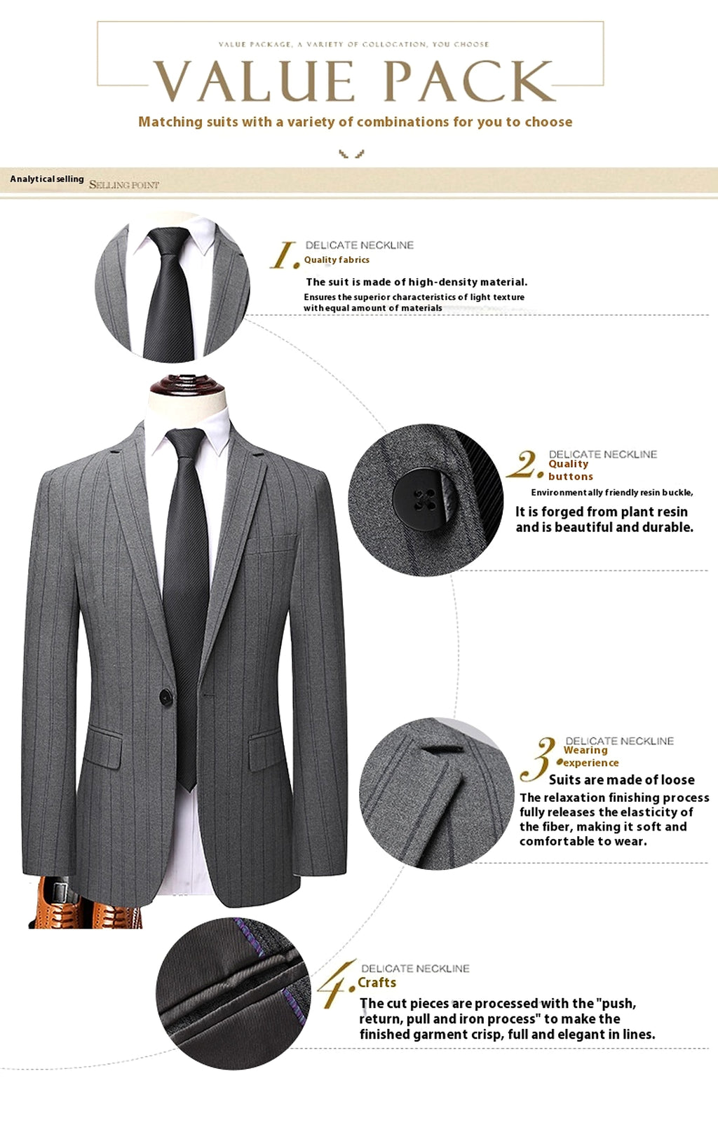Graysven™ – Slim Striped Wedding & Business Suit - enhanced image 3