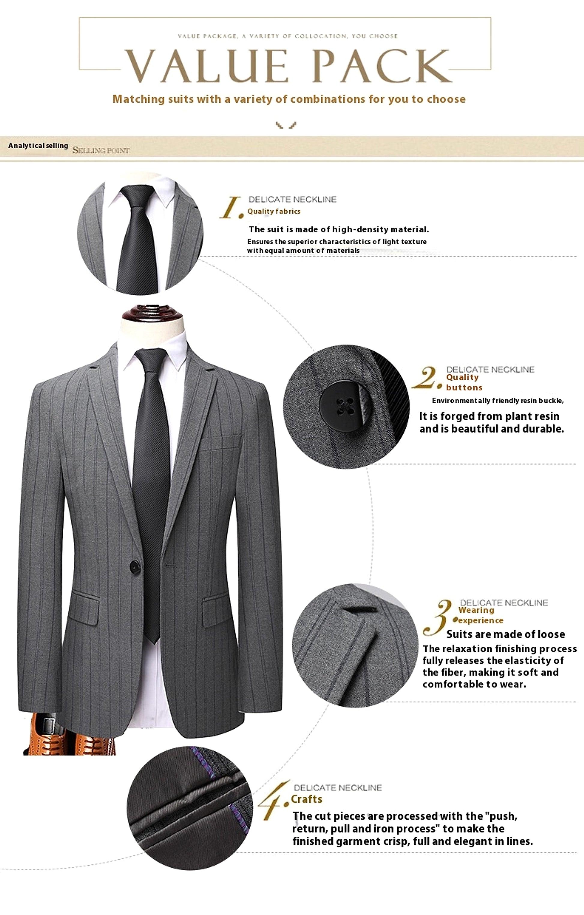 Graysven™ – Slim Striped Wedding & Business Suit - enhanced image 3