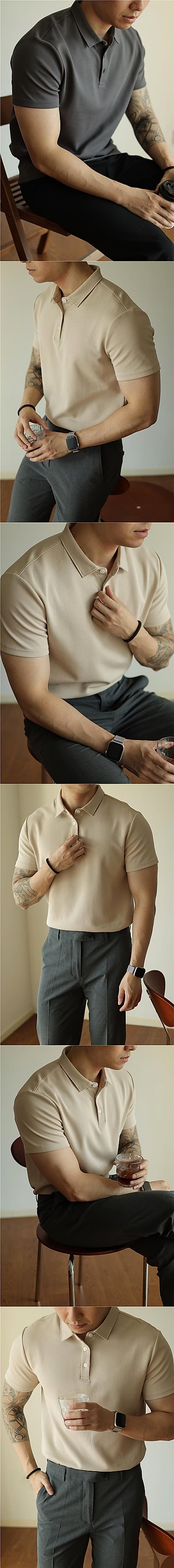 Chic Summer Polo: Modern Lapel Short Sleeve Shirt - enhanced image 3