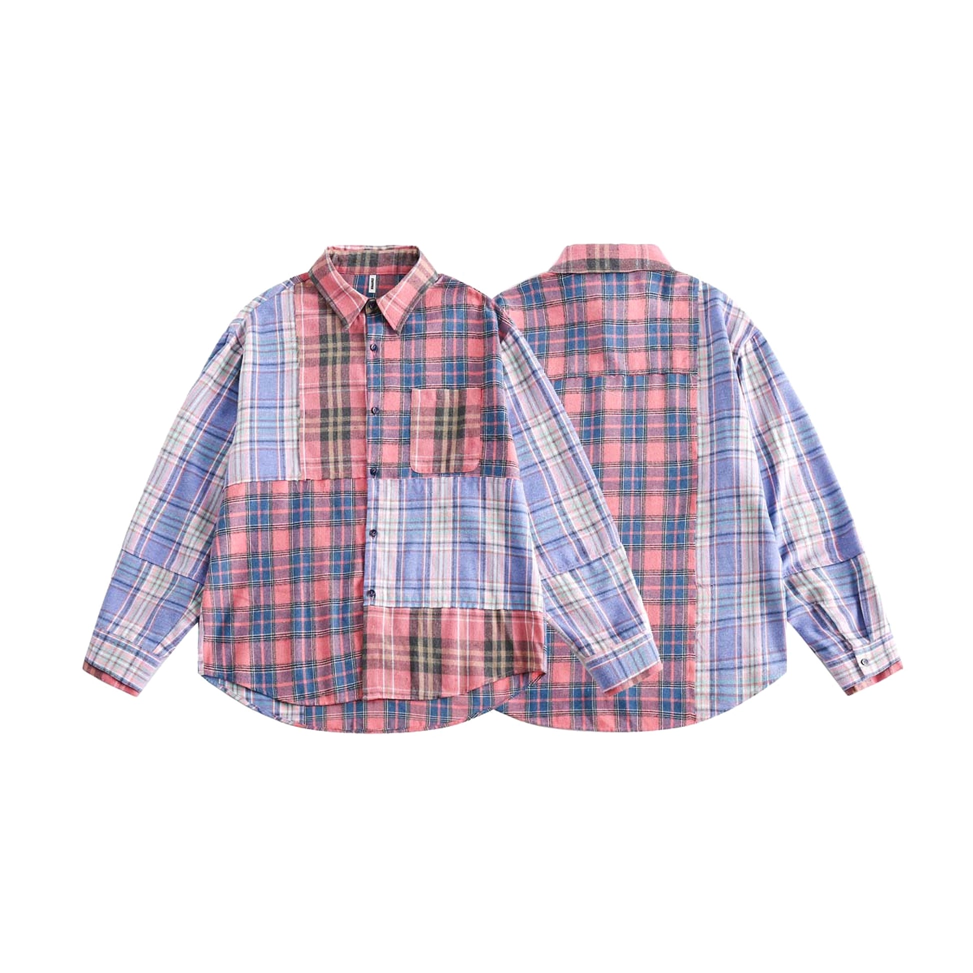 Spring Japanese Style Trend Plaid Stitching DressShirt Women - enhanced image 3