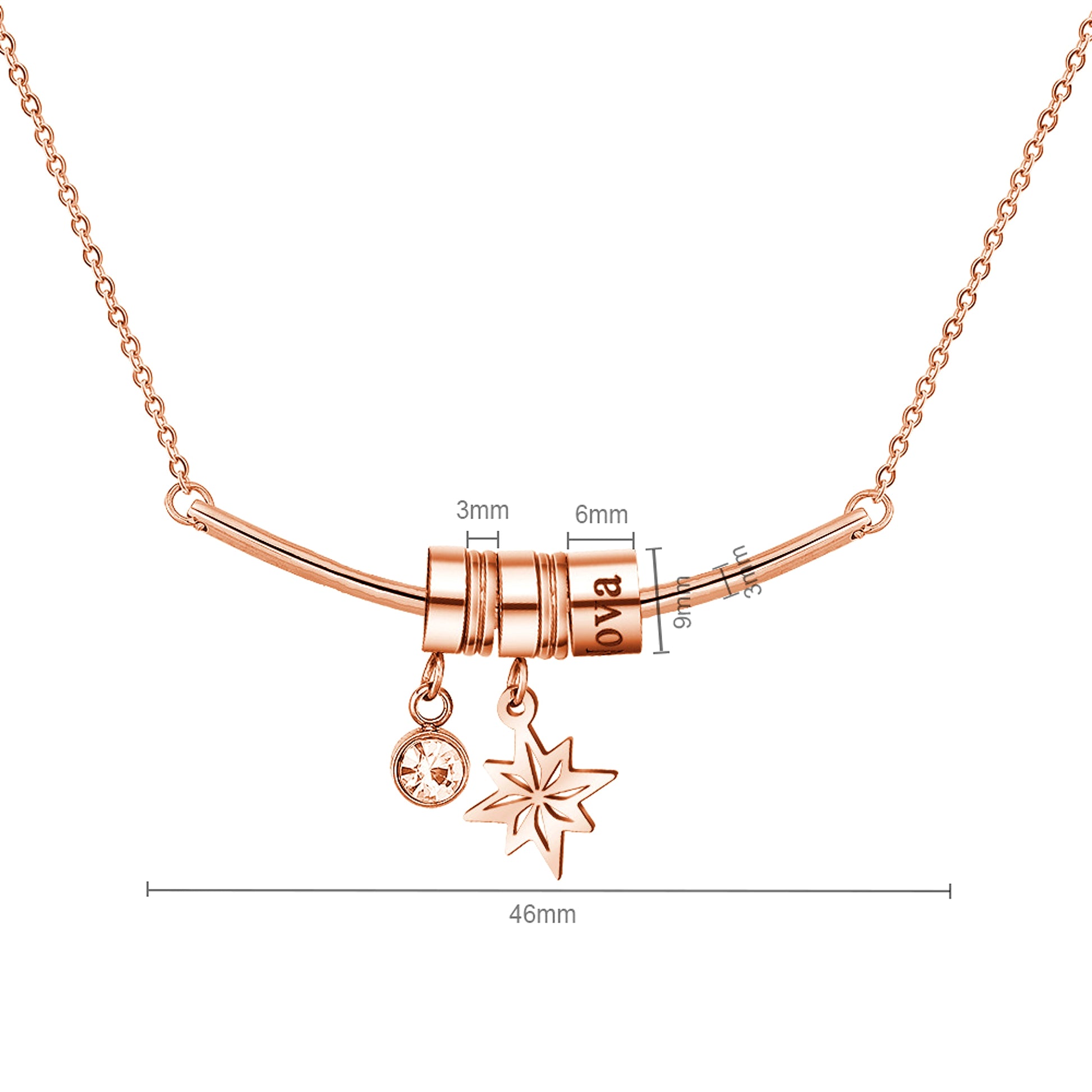 Stainless Steel Necklace With Diamond Custom Lettering Clavicle Chain - enhanced image 3