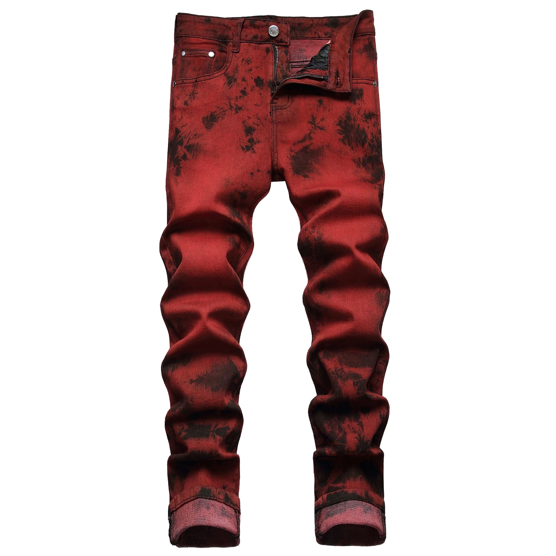 Stretch Tie Dyed Red Brick Men 's Jeans - enhanced image 3