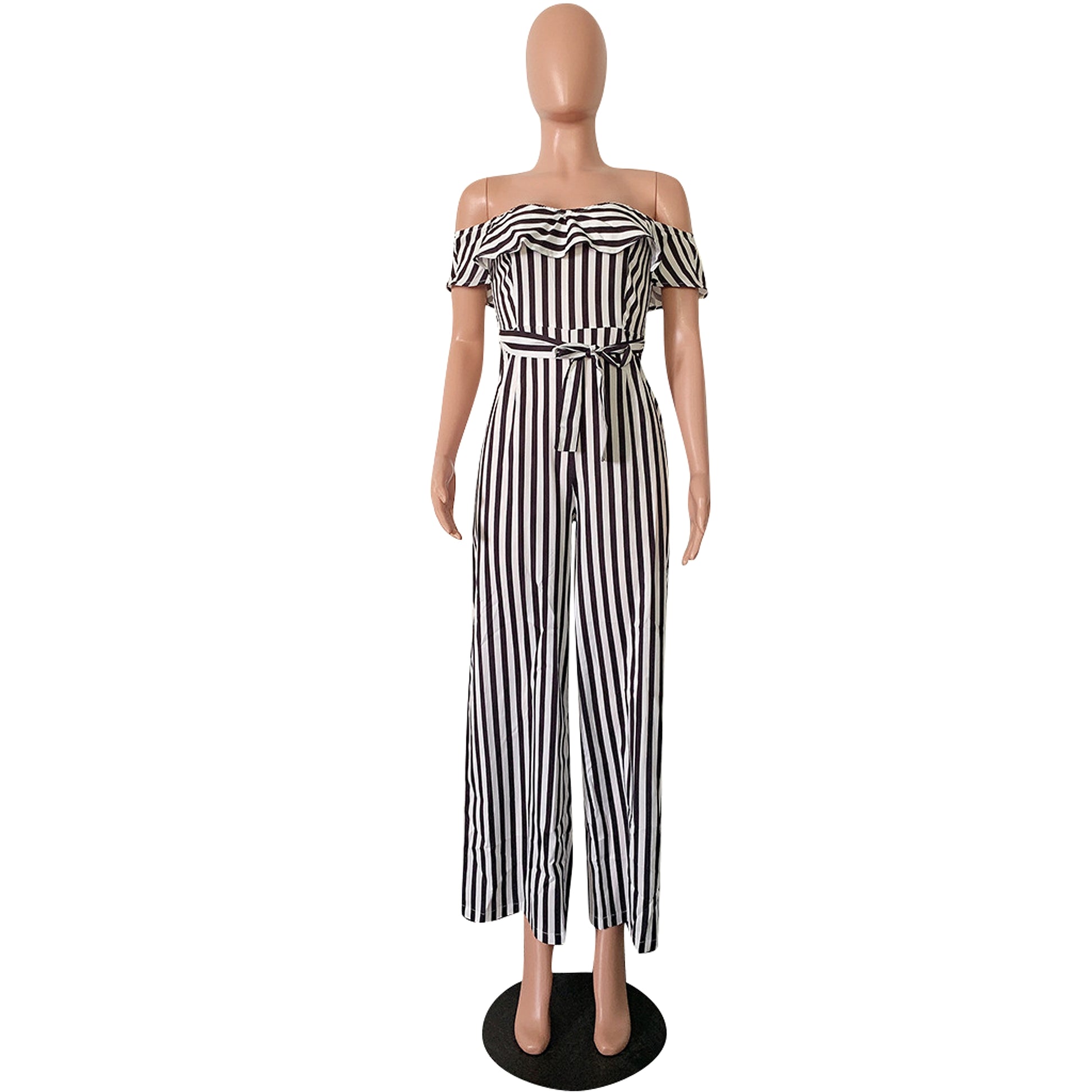 striped jumpsuit - enhanced image 3