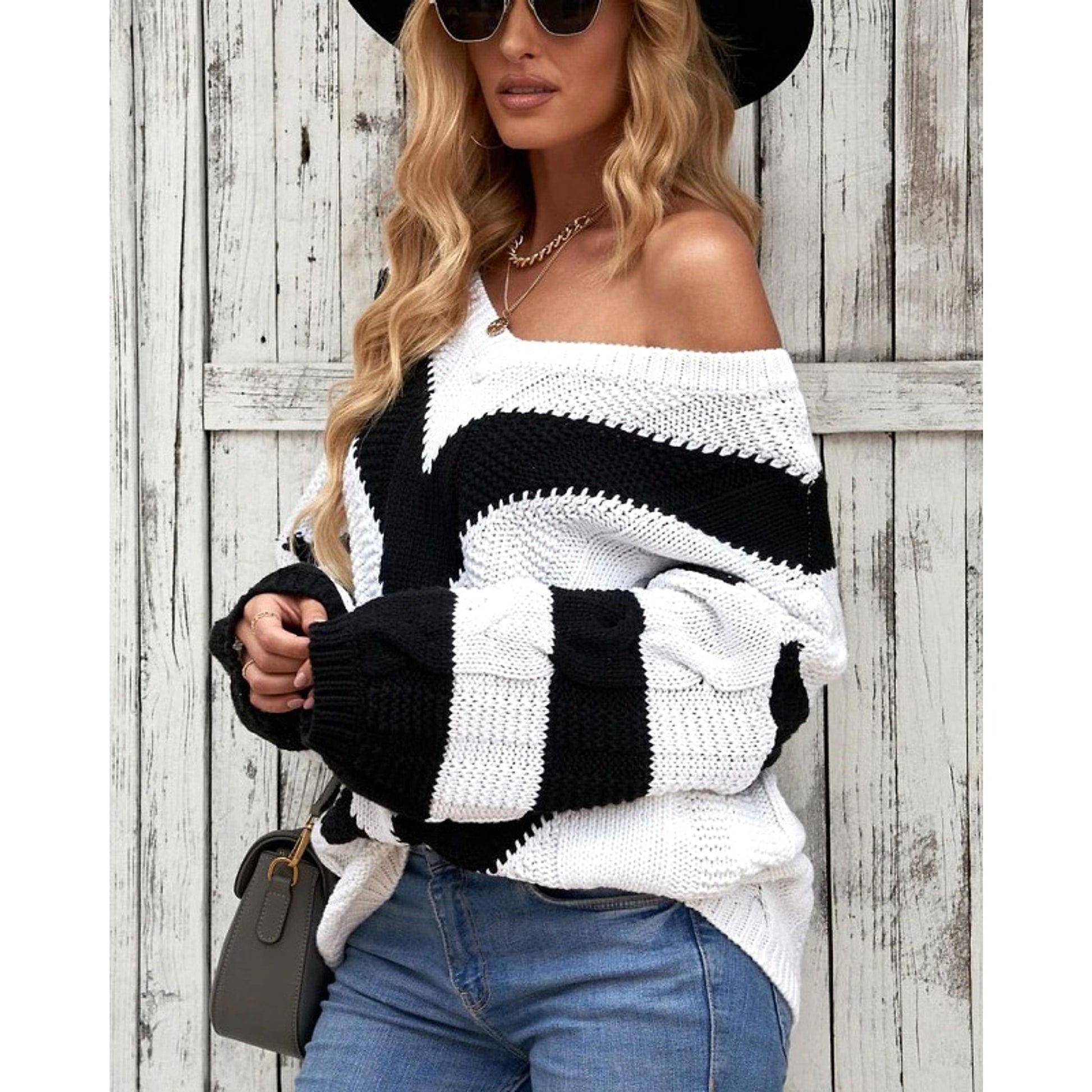 Striped Stitching Sweater Pullover - enhanced image 3