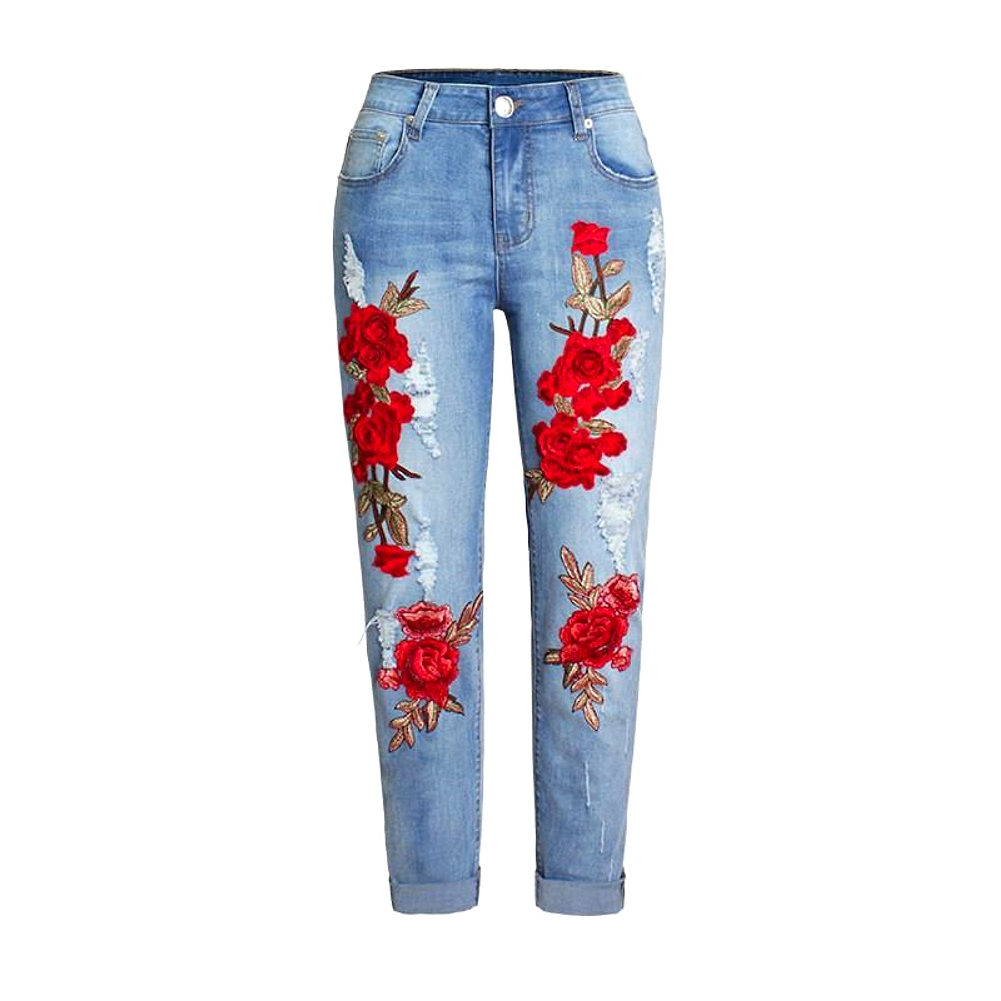 Summer Long Jeans Loose Women Hole Pants Plus Size - enhanced image 3
