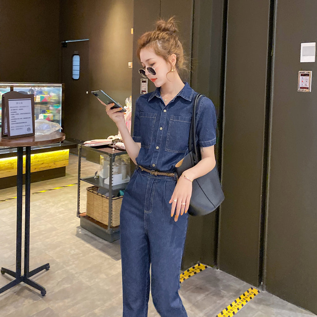 Summer New Short-sleeved Jumpsuit Overall Jeans Clothes Women's Jumpsuit - enhanced image 3