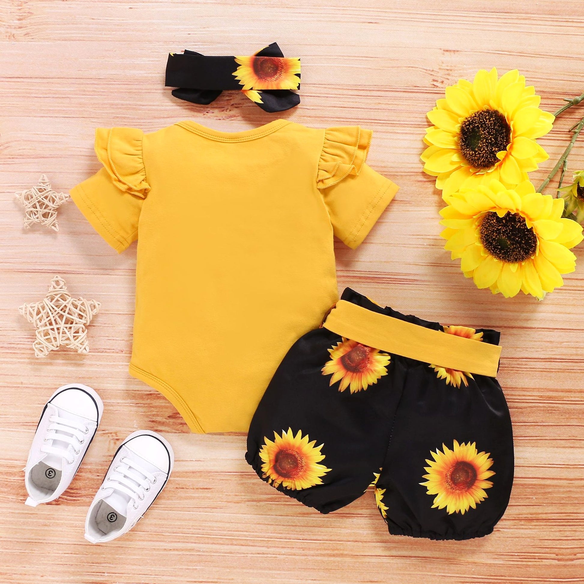 SunnyBloom™ – 3-Piece Baby Girl Sunflower Outfit - enhanced image 3