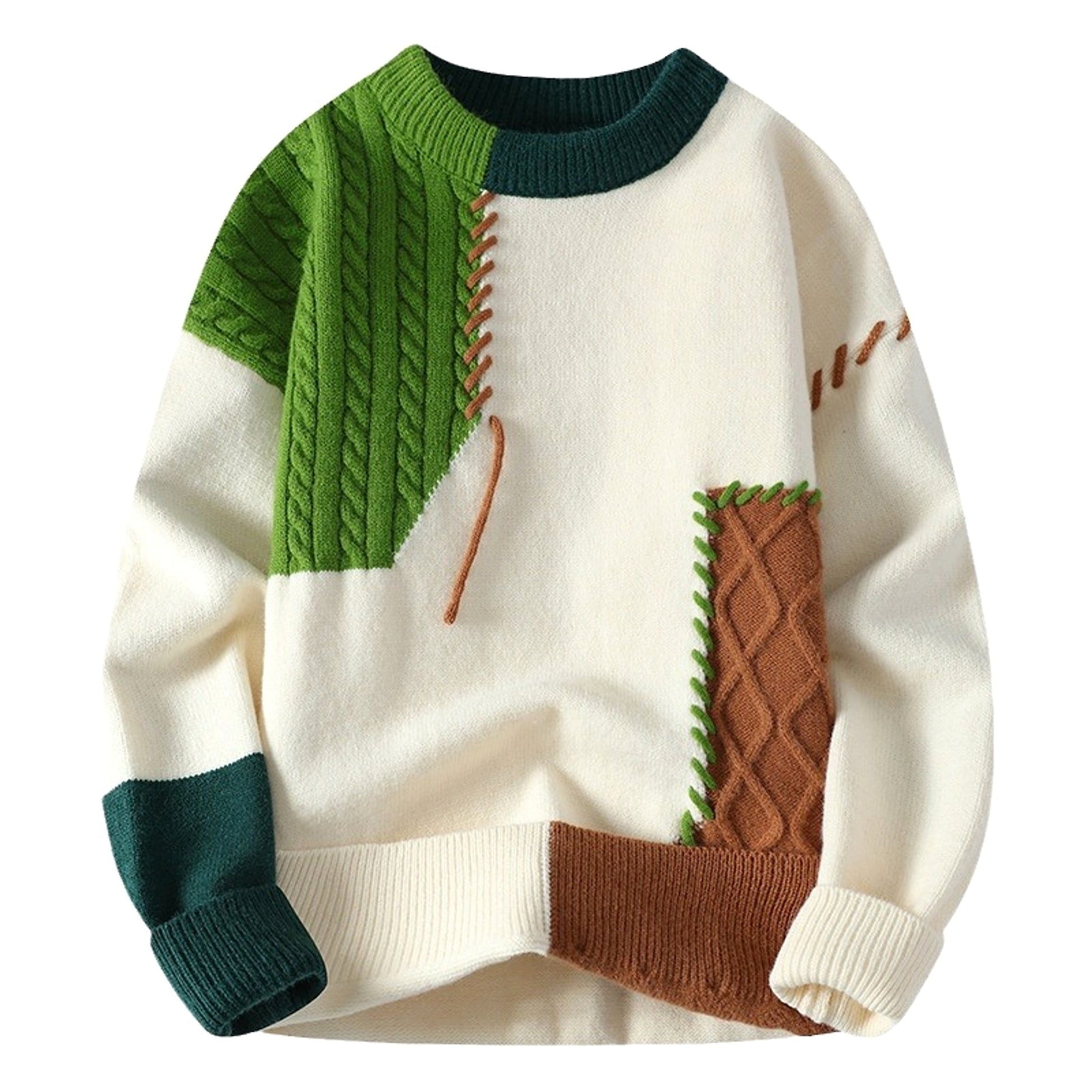 A.1 Sweater Men's Retro Color Contrast Patchwork - enhanced image 3