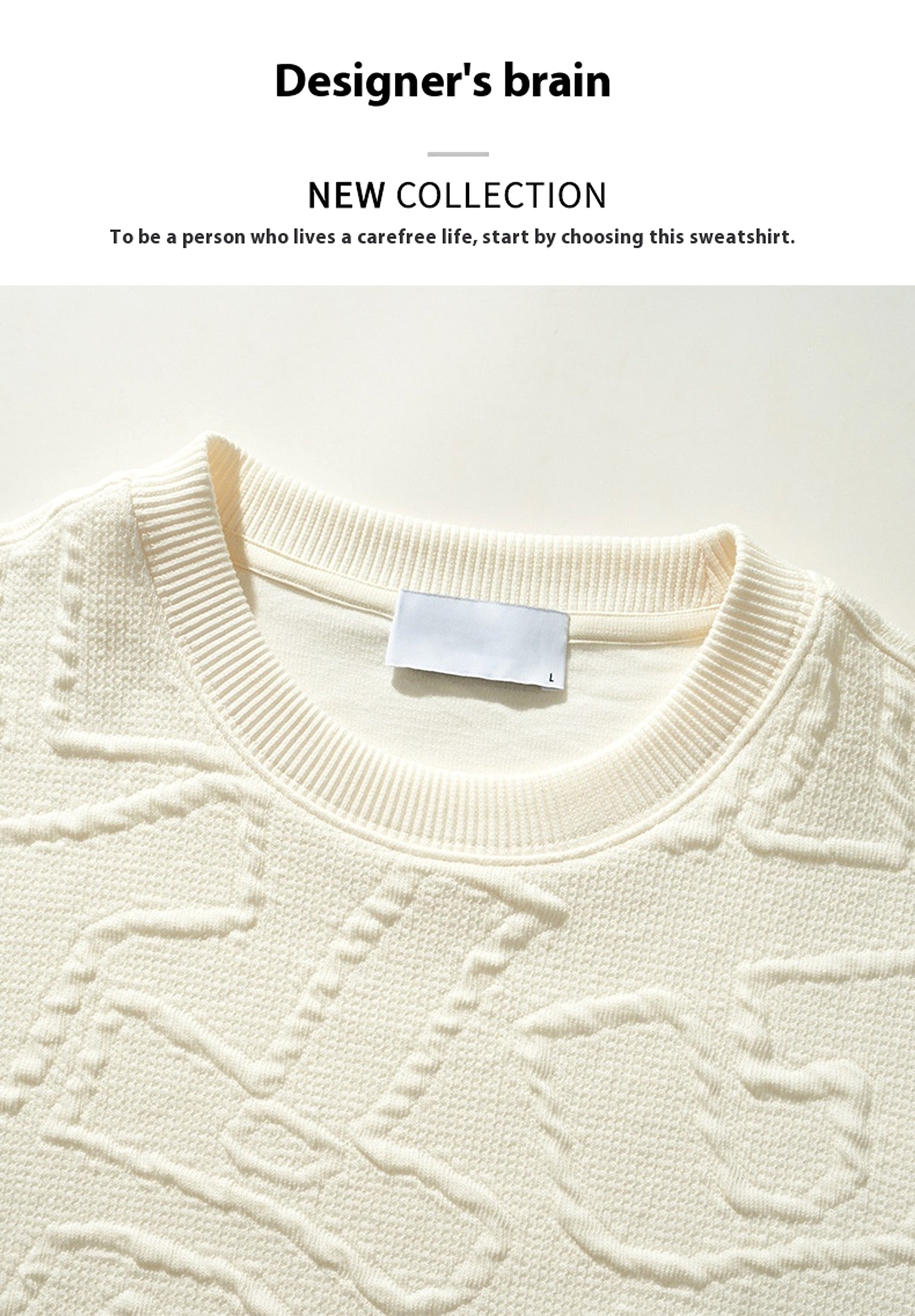 Texture Jacquard Heavy Round Neck Sweater Men's Autumn New - enhanced image 3