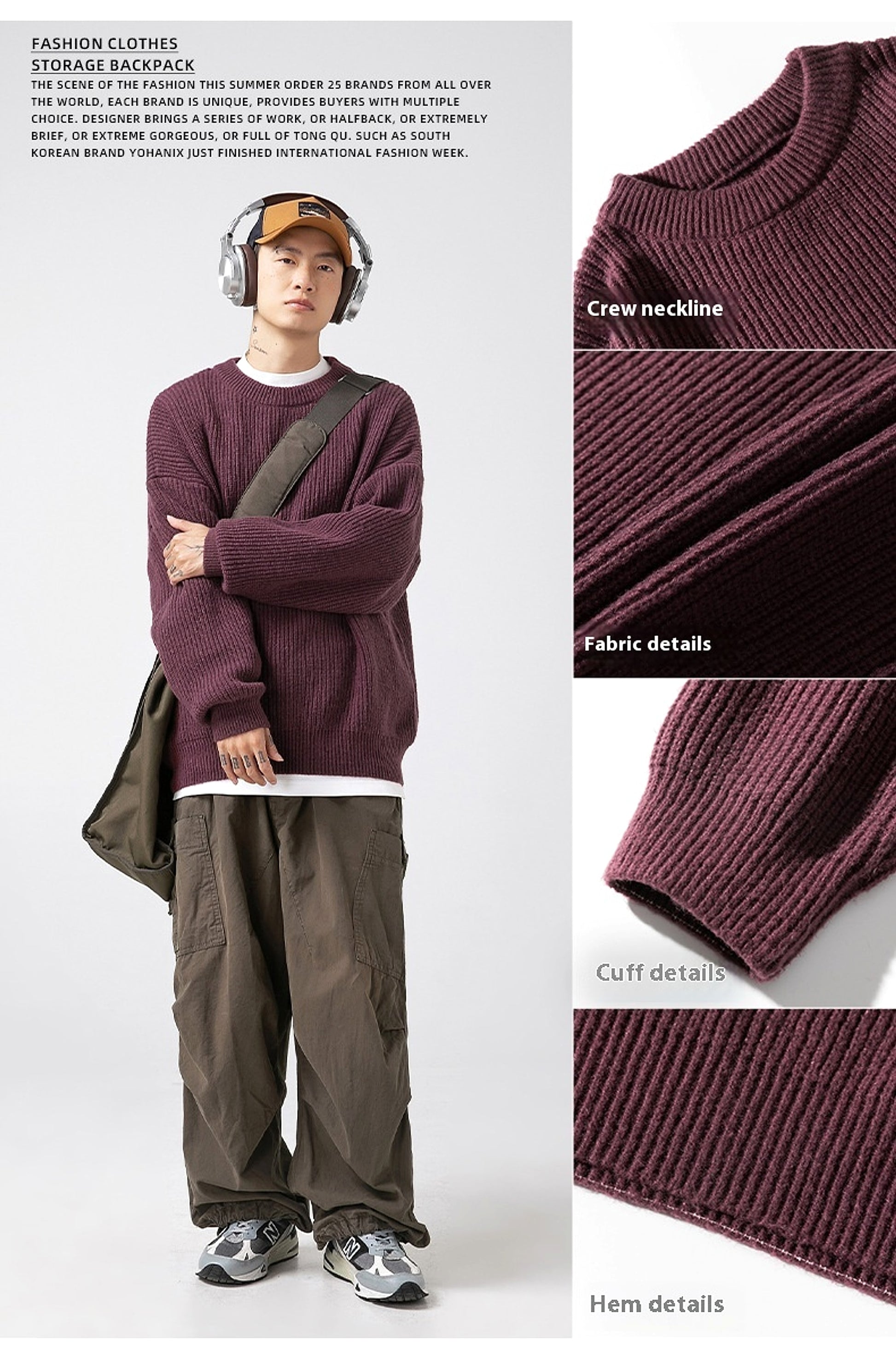 Thick Needle Sunken Stripe Texture Sweater Men's Autumn And Winter Solid Color Coat - enhanced image 3