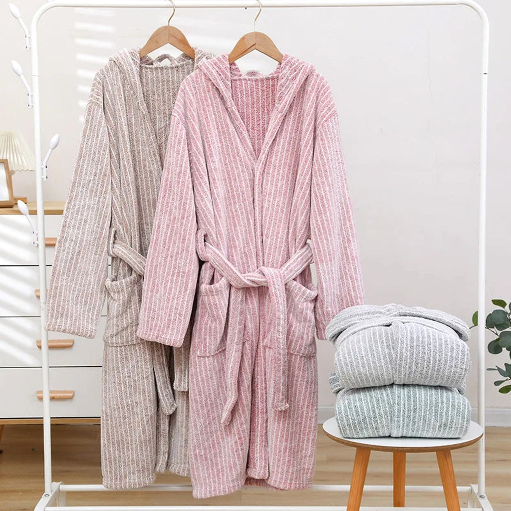 Thicken And Lengthen Coral Fleece Bathrobe Plus Size Pajamas Homewear - enhanced image 3