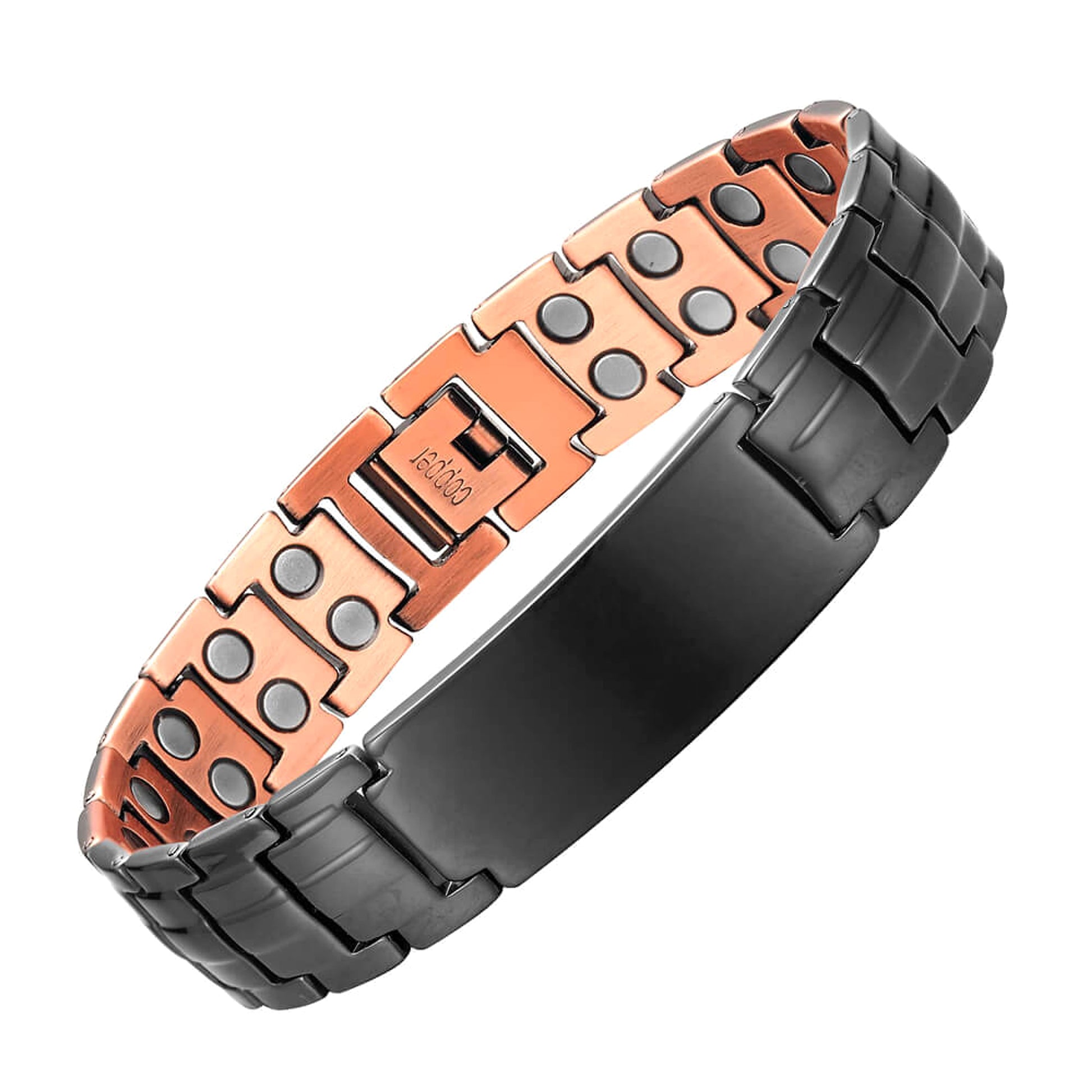 Turtle Back Double Row Magnet Red Copper Bracelet Men's Bracelet - enhanced image 3