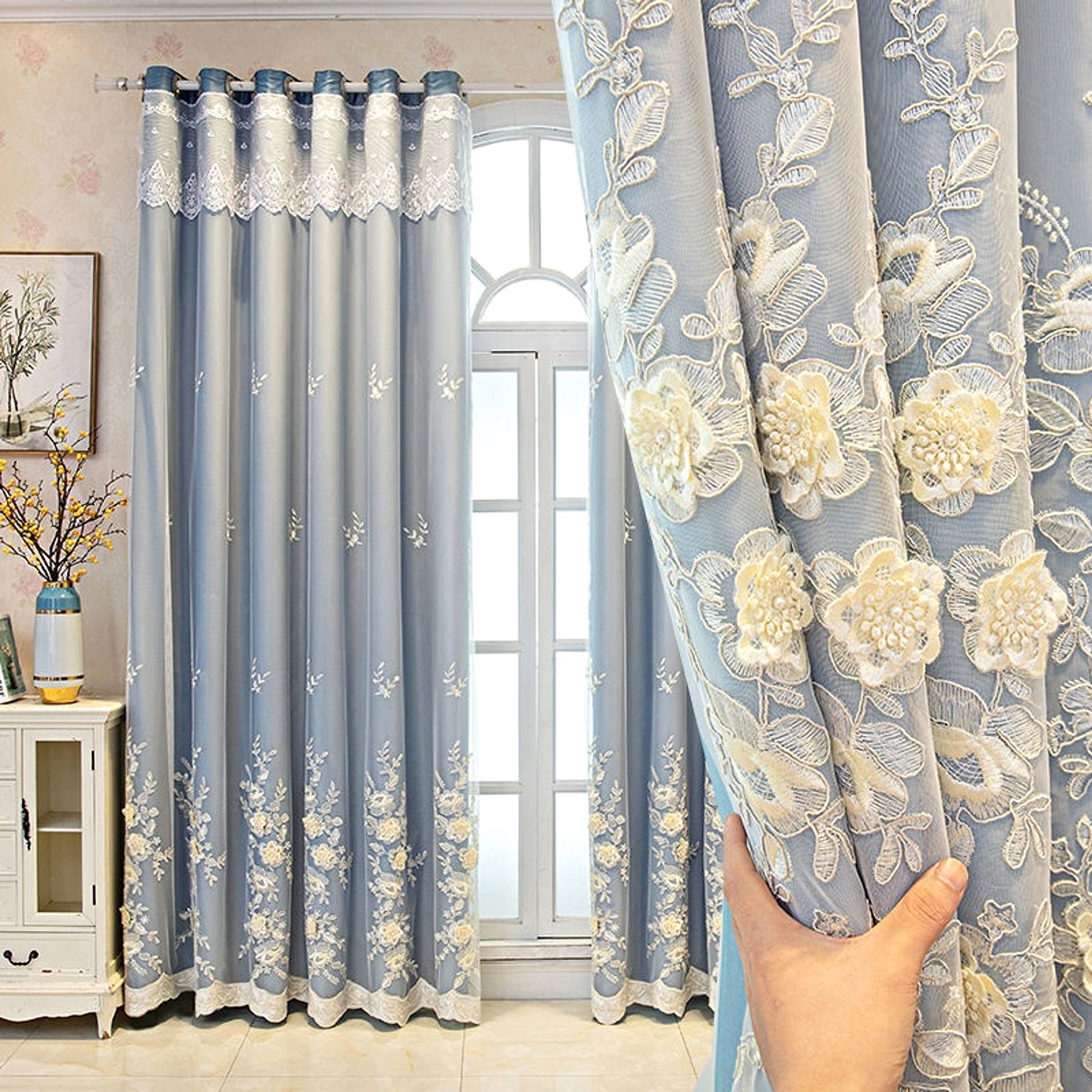Veloria™ – Double Open Curtain Set – Magnolia Elegance Edition - enhanced image 3